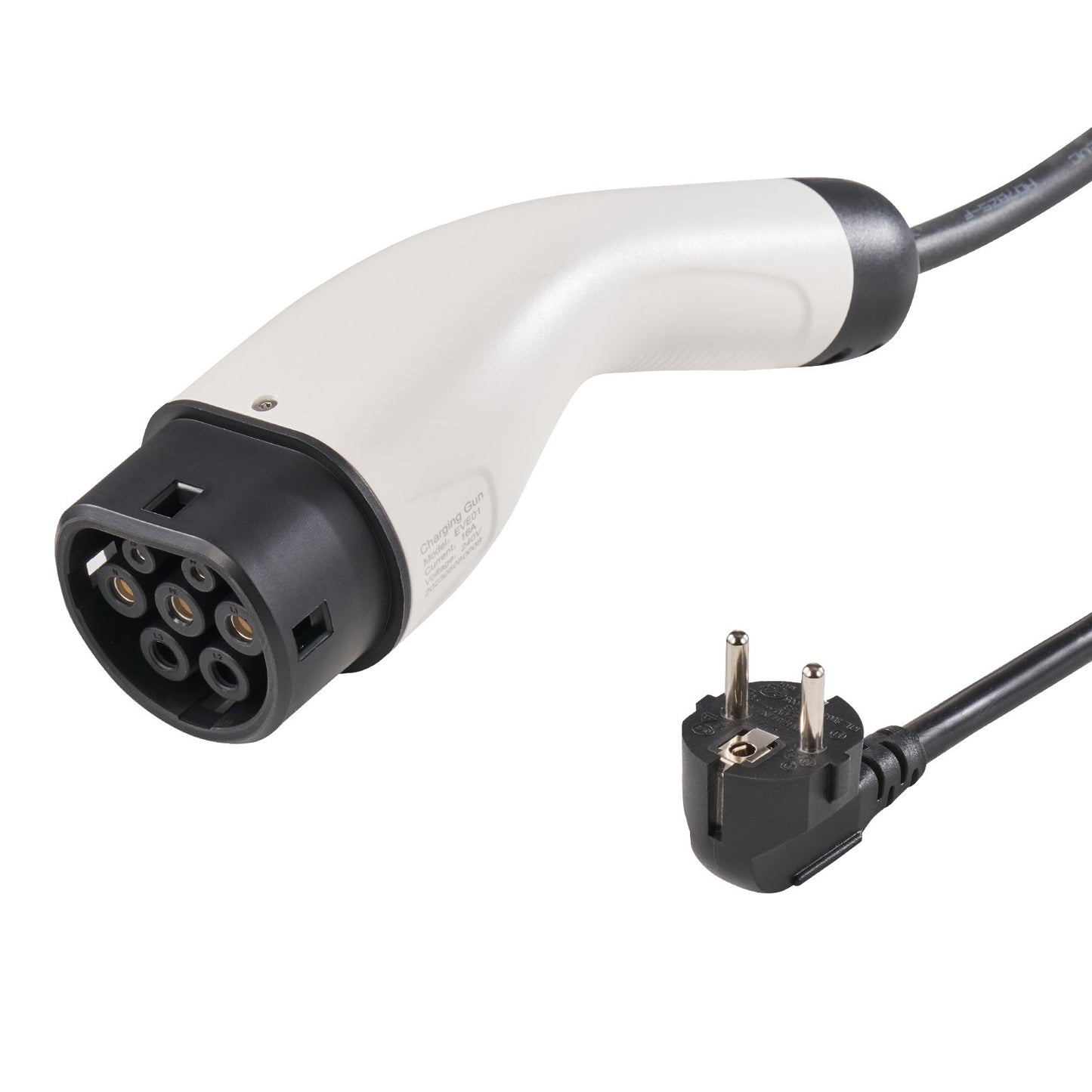 Tragbares Ladegerät Typ 2, 16 A, 3,7 kW, Autoladegerät mit 8,6 m Ladekabel, CEE 7/7-Stecker, IEC 62196 Heimladestation mit Aufbewahrungstasche, Ladekabelhaken, Schutzart IP66