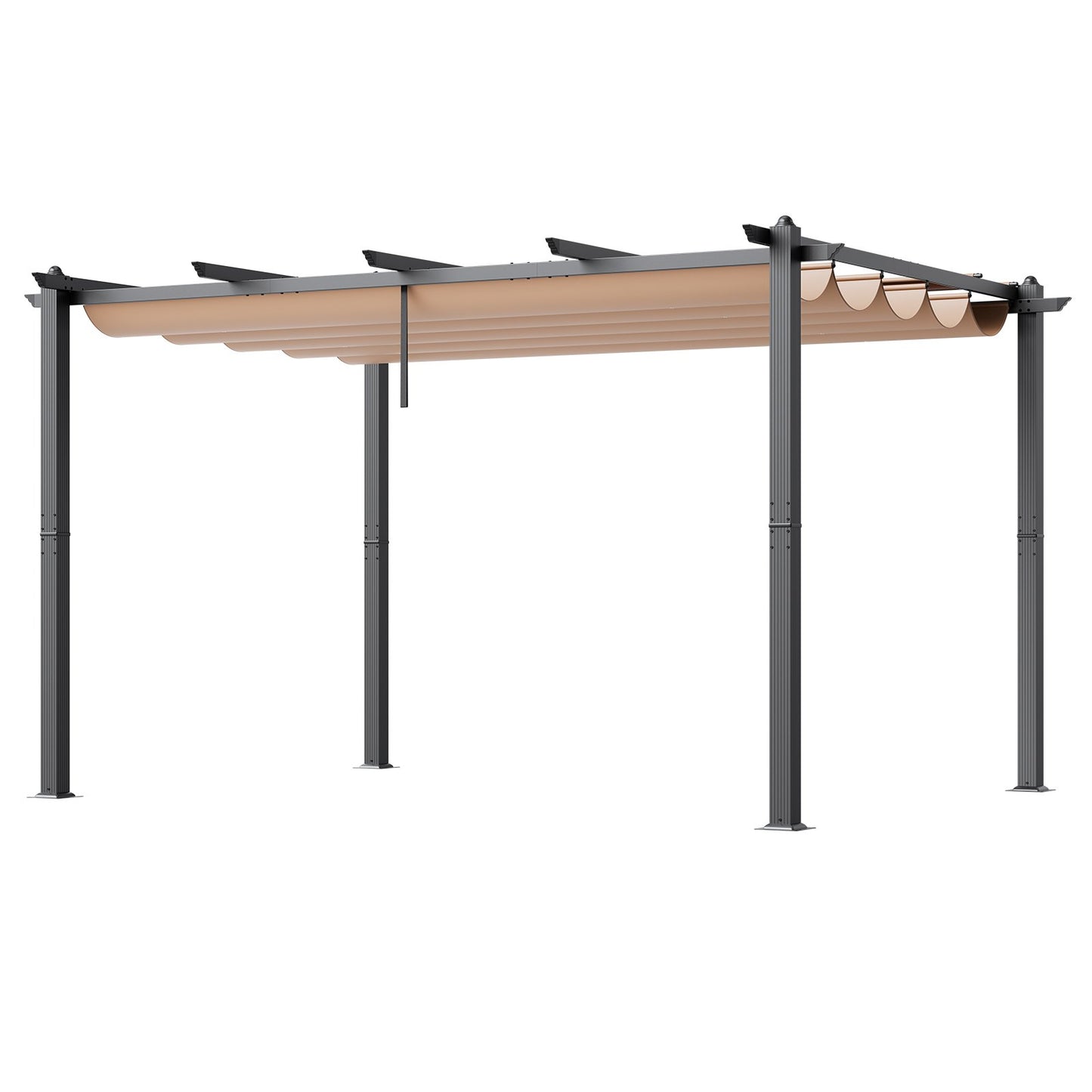 10'x13' (ca. 3 x 4 m) große, einziehbare Pergola mit Sonnendach, Aluminium-Pergola mit einziehbarem Sonnendach, moderne Pergola mit Sonnenschutz für Terrassen, Gärten, Decks und Hinterhöfe (Beige)
