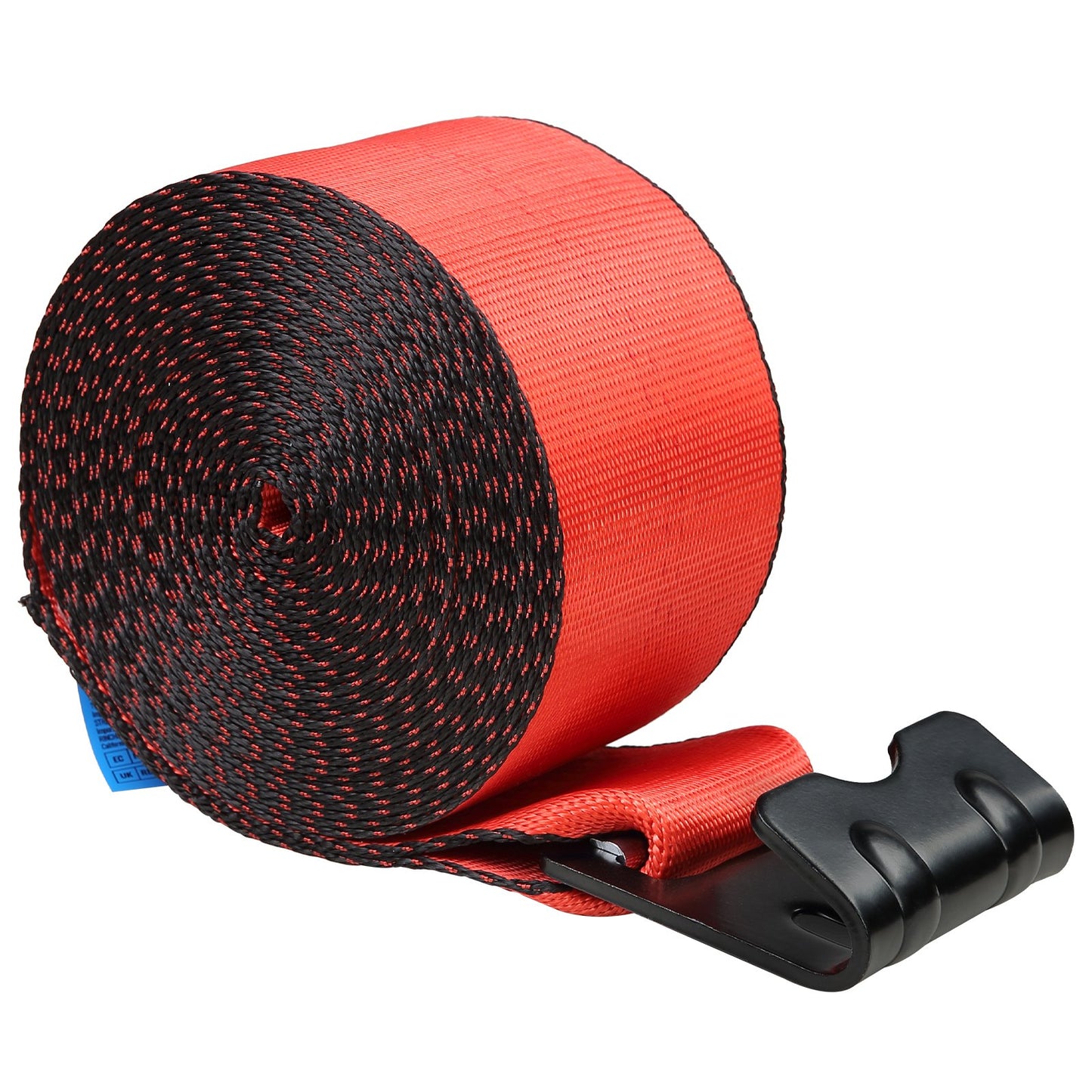 Winch Straps, 4" x 30', 6000 lbs Load Capacity, 18000 lbs Breaking Strength, Truck Straps with Flat Hook, Flatbed Tie Downs Cargo Control for Trailers, Farms, Rescues, Tree Saver, Red (10 Pack)