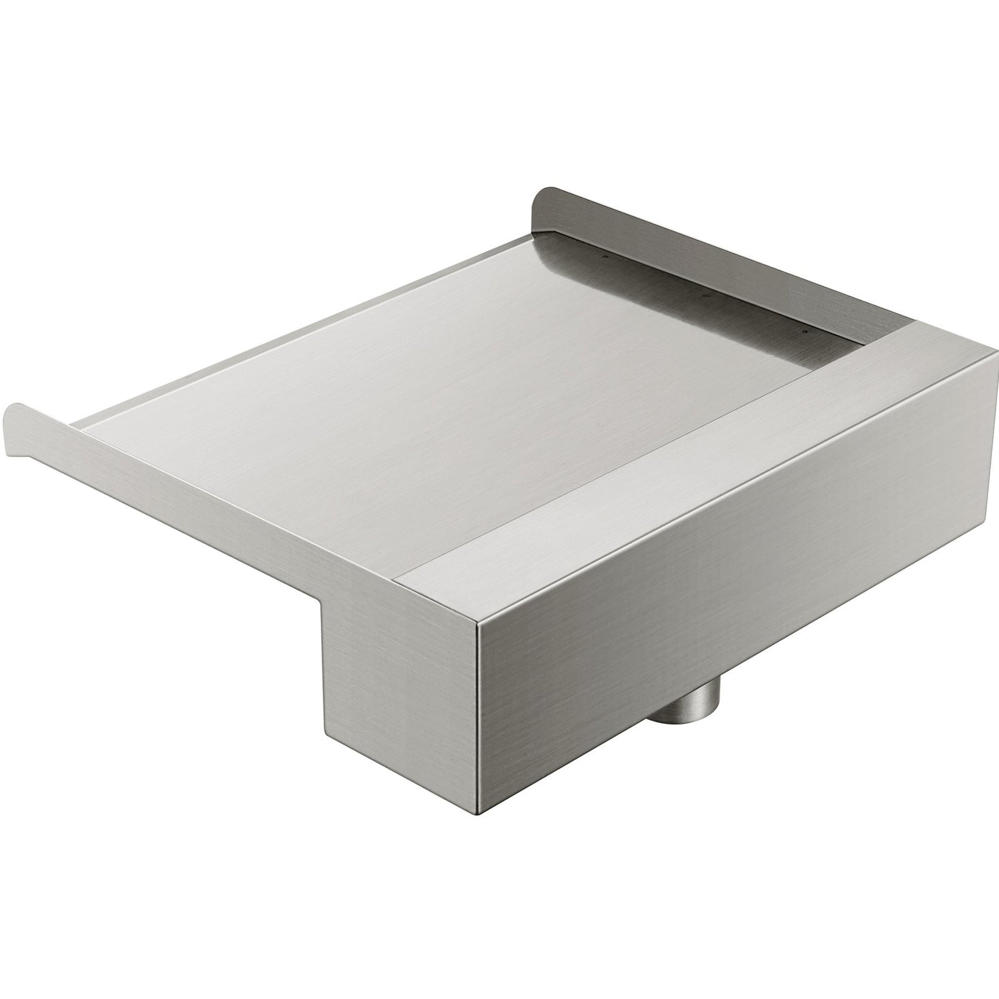 Wasserfallflügel, 30 cm Edelstahl-Wasserfallüberlauf, rechteckiger Wasserfall für Teichbrunnen, Kaskadenflügel mit Anschlussstück, Schlauch, Klemme und PTFE-Band, Wasserflügel für Koiteiche, Wasserspiel