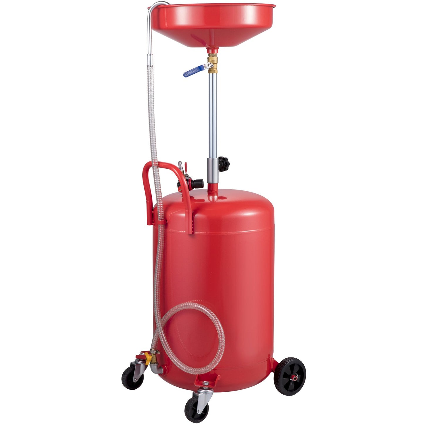 Waste Oil Drain Tank 80 L Portable Oil Drain Air Operated Drainer Oil Change, Oil Drain Container, Fluid Fuel Transfer Drainage Adjustable Funnel Height, with Pressure Regulating Valve