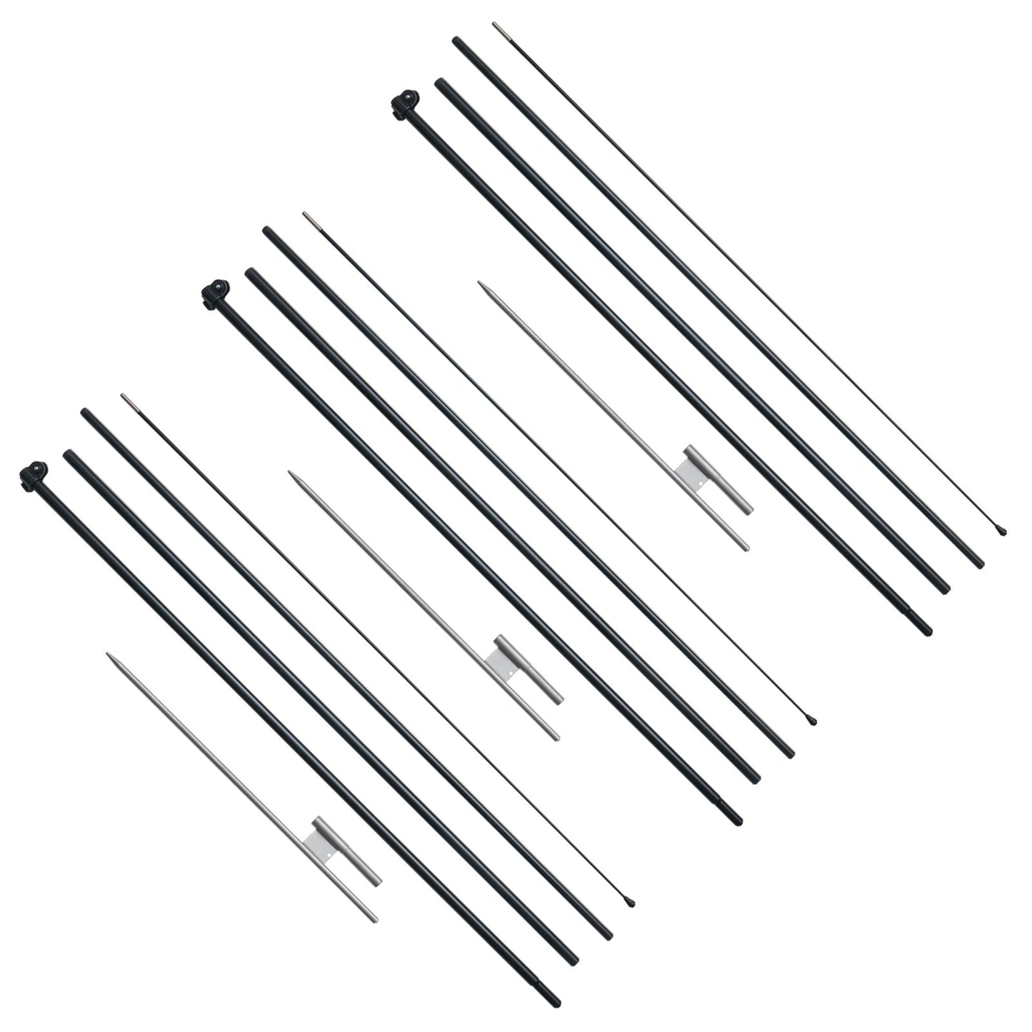 Feather Flag Pole Kit, 3 Packs Swooper Flag Pole 16.3 ft, Sign Flag Poles for Business Advertising Flags Outdoor, with Ground Stakes and A Carrying Bag (Flag Not Included)