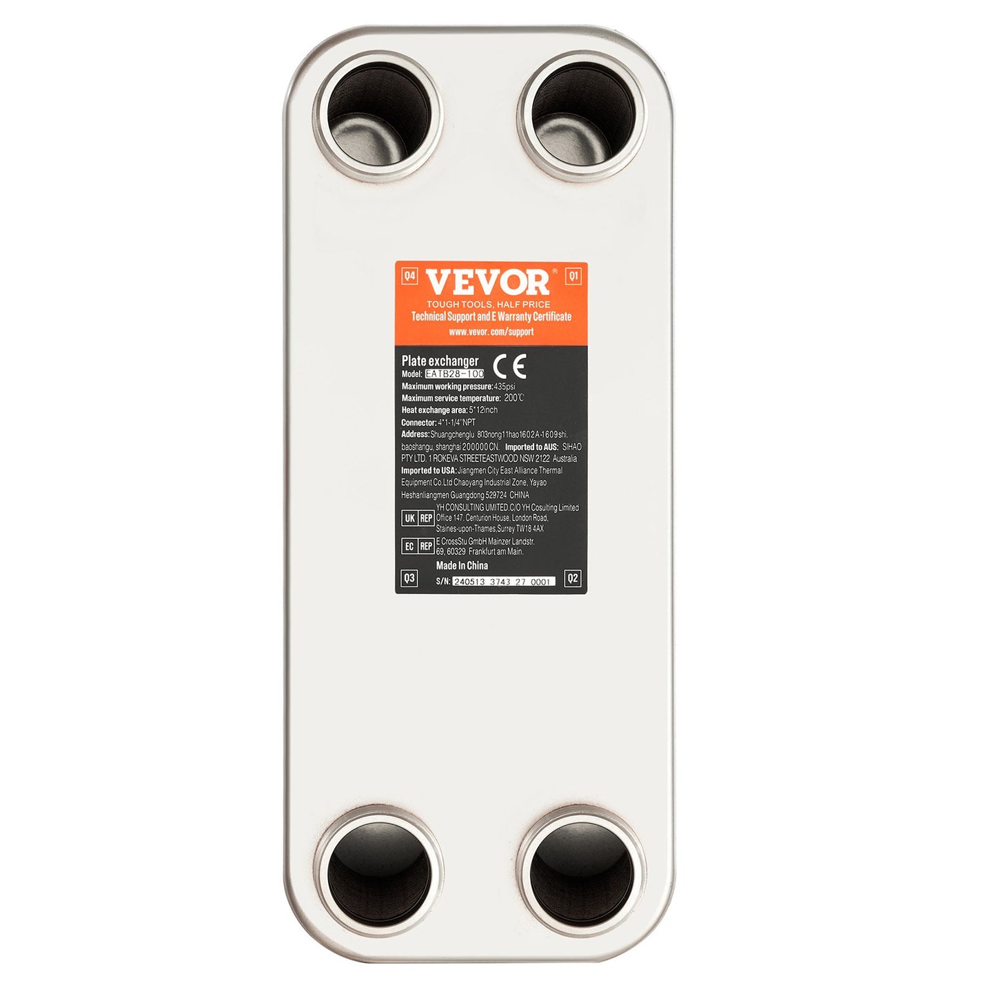 Heat Exchanger, 5"x 12" 80 Plates Brazed Plate Heat Exchanger, Copper/316L Stainless Steel Water To Water Heat Exchanger For Floor Heating, Water Heating, Snow Melting, Beer Cooling