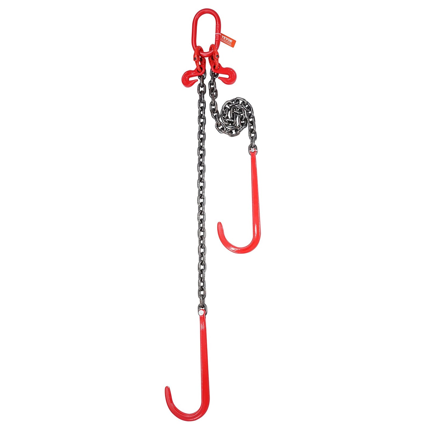 G80 V Bridle Chain, 3/8" x 3' Towing Chain Bridle with 15" J Hooks and Grab Hooks, Heavy Duty Transport Tow Chain Bridle with 7800 lbs Safe Working Load for Flatbed Trailer Wrecker Recovery