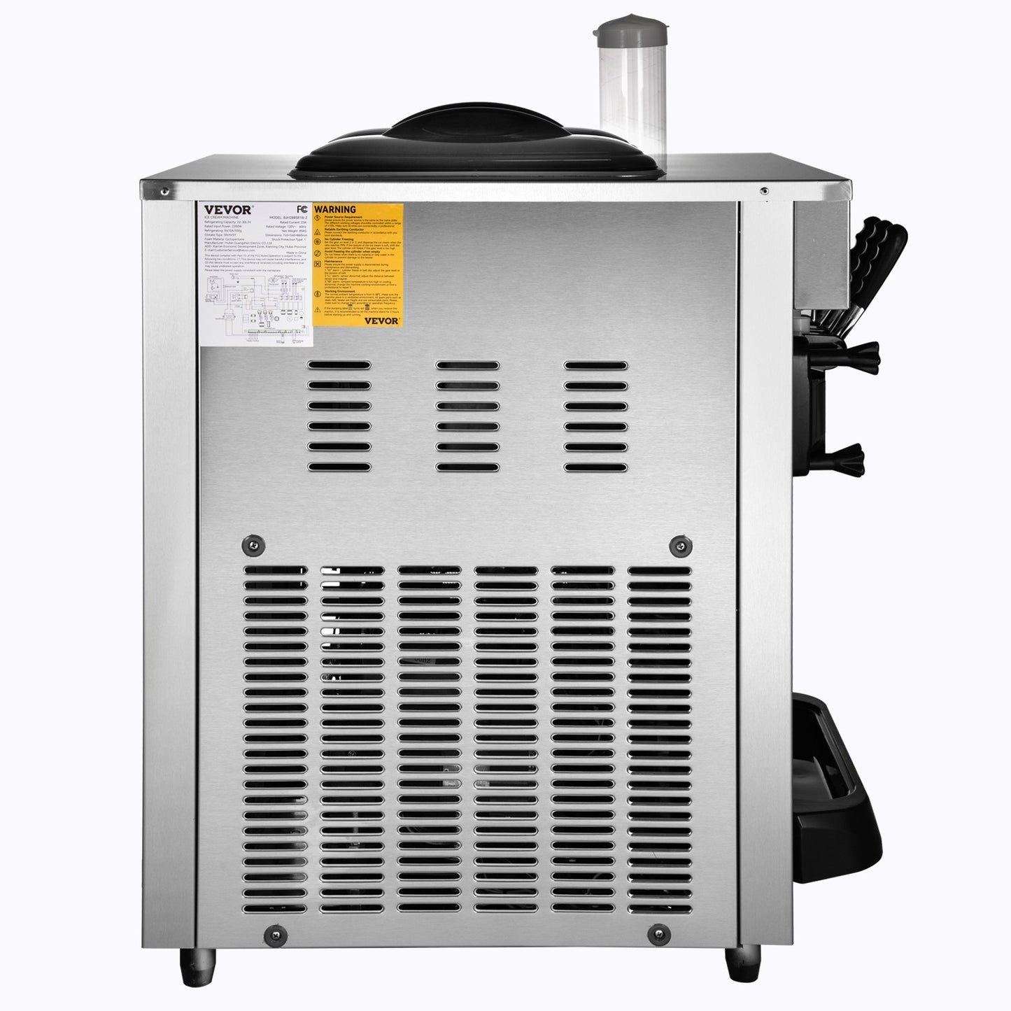 Gewerbliche Eismaschine, 22–30 l/h Leistung, 2200 W, Tischgerät mit Softeis, 2 x 6-l-Behälter, 2-l-Zylinder, LCD-Panel, Alarm bei Wassermangel, Frozen-Yogurt-Maschine für Restaurants, Snackbars, Silber
