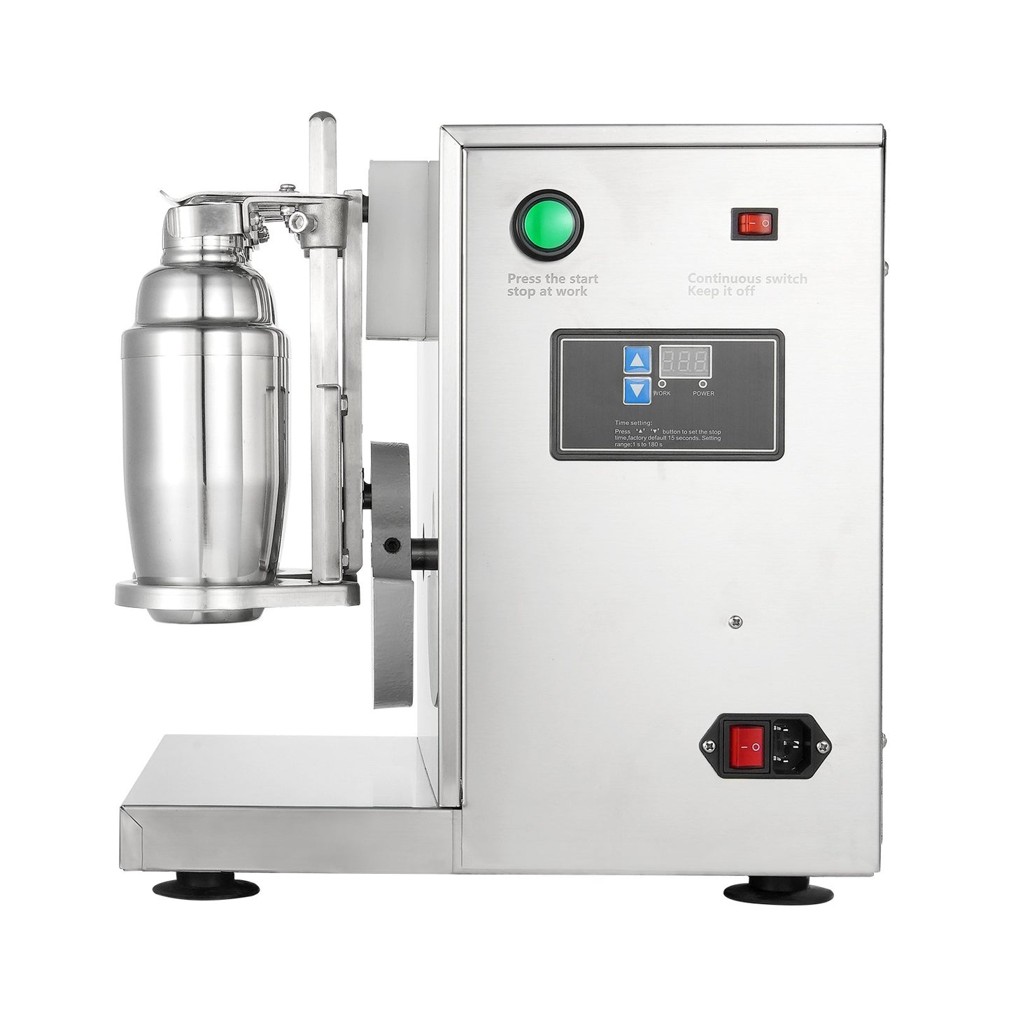 Milkshake Maker Machine, 120W Commercial Milk Tea Shaker Machine, Double Head Milk Shake Mixer Machine, 0-180s Adjustable Milkshake Blender, with 750 ml Stainless Steel Cup, for Milk Tea Store
