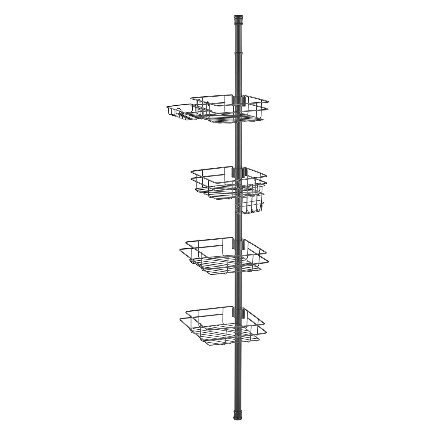 Shower Corner Caddy Tension Pole, 42" to 114" High, Multi-Functional Shower Tension Pole with Strong Load-Bearing Tray, Rust-Proof Easy-to-Install Tension Pole, Fit for Bathroom & Washroom