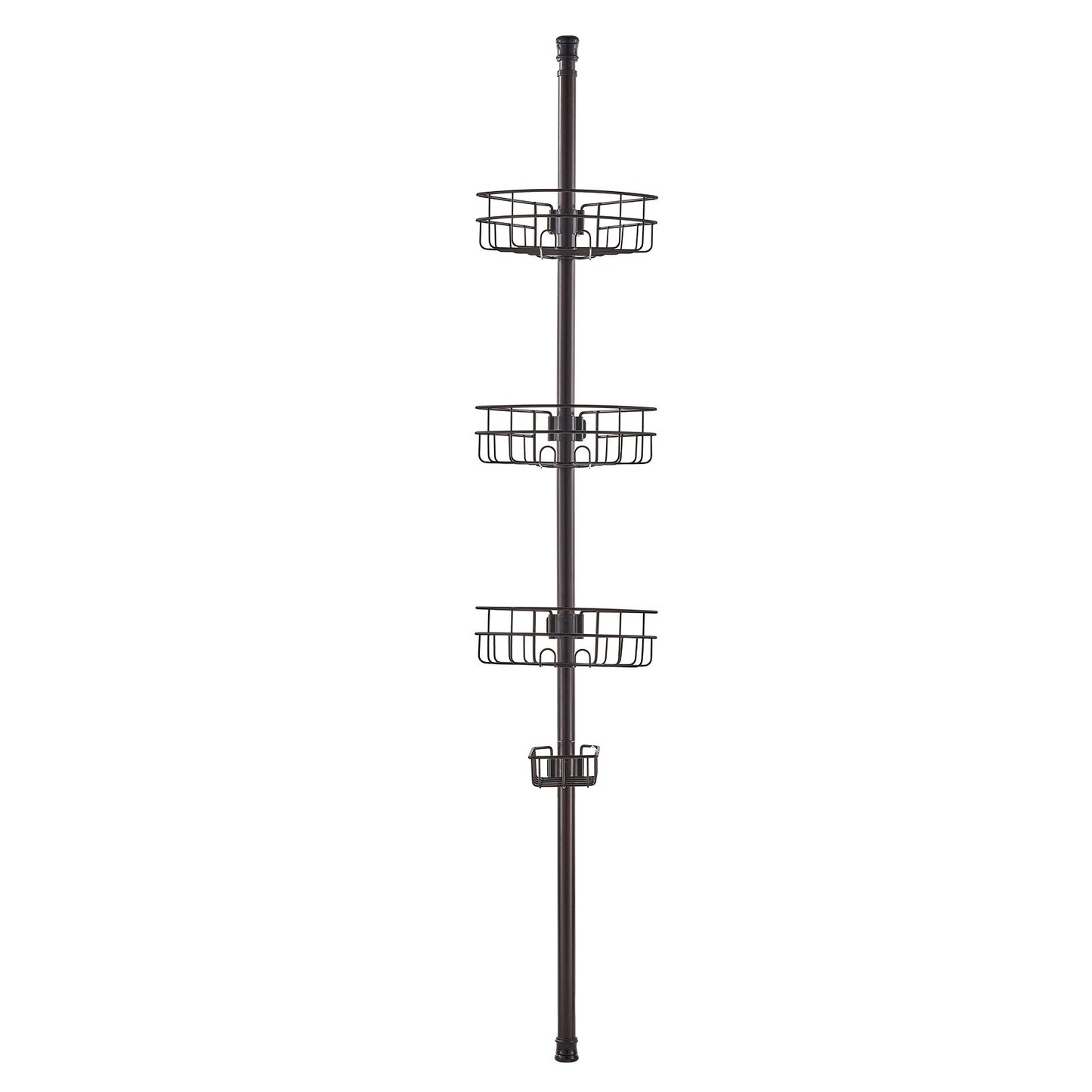 Shower Corner Caddy Tension Pole, 39" to 125" High, Multi-Functional Shower Tension Pole with Strong Load-Bearing Tray, Rust-Proof Easy-to-Install Tension Pole, Fit for Bathroom & Washroom