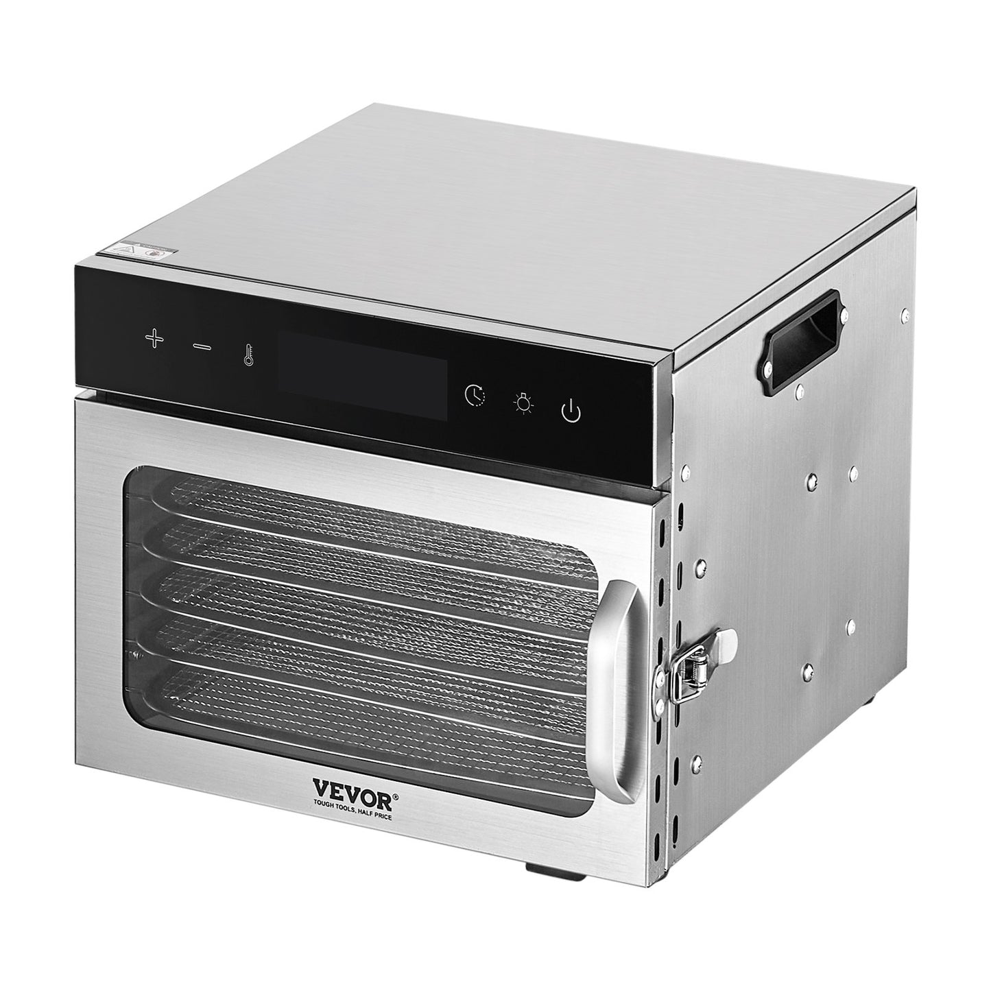 Dörrgerät, 6 Edelstahl-Einschübe, 400-W-Elektro-Lebensmitteltrockner mit einstellbarer Temperatur und 24-Stunden-Timer, Gefriertrockner für Trockenfleisch, Fleisch, Obst, Gemüse, Kräuter, Hundeleckerlis