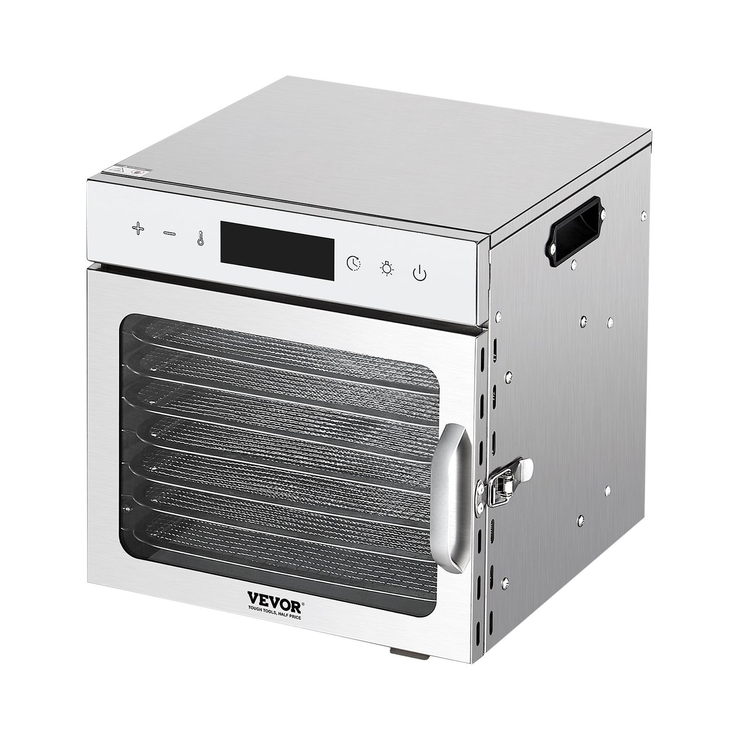 Dörrgerät, 8 Edelstahl-Einschübe, 400-W-Elektro-Lebensmitteltrockner mit einstellbarer Temperatur und 24-Stunden-Timer, Gefriertrockner für Trockenfleisch, Fleisch, Obst, Gemüse, Kräuter, Hundeleckerlis