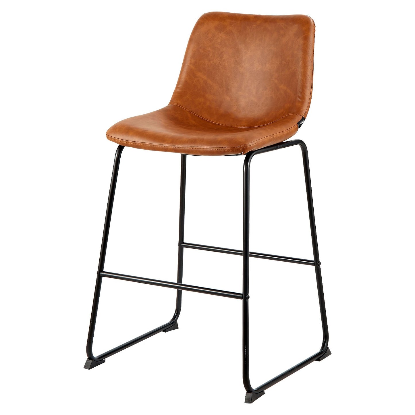 Bar Stool Set of 4, 65cm Counter Height Stools, Modern PU Leather Counter Barstool with Backrest, Metal Legs, Easy Assembly Armless Bar Chair, Island Barstool for Kitchen, Dining Room, Brown