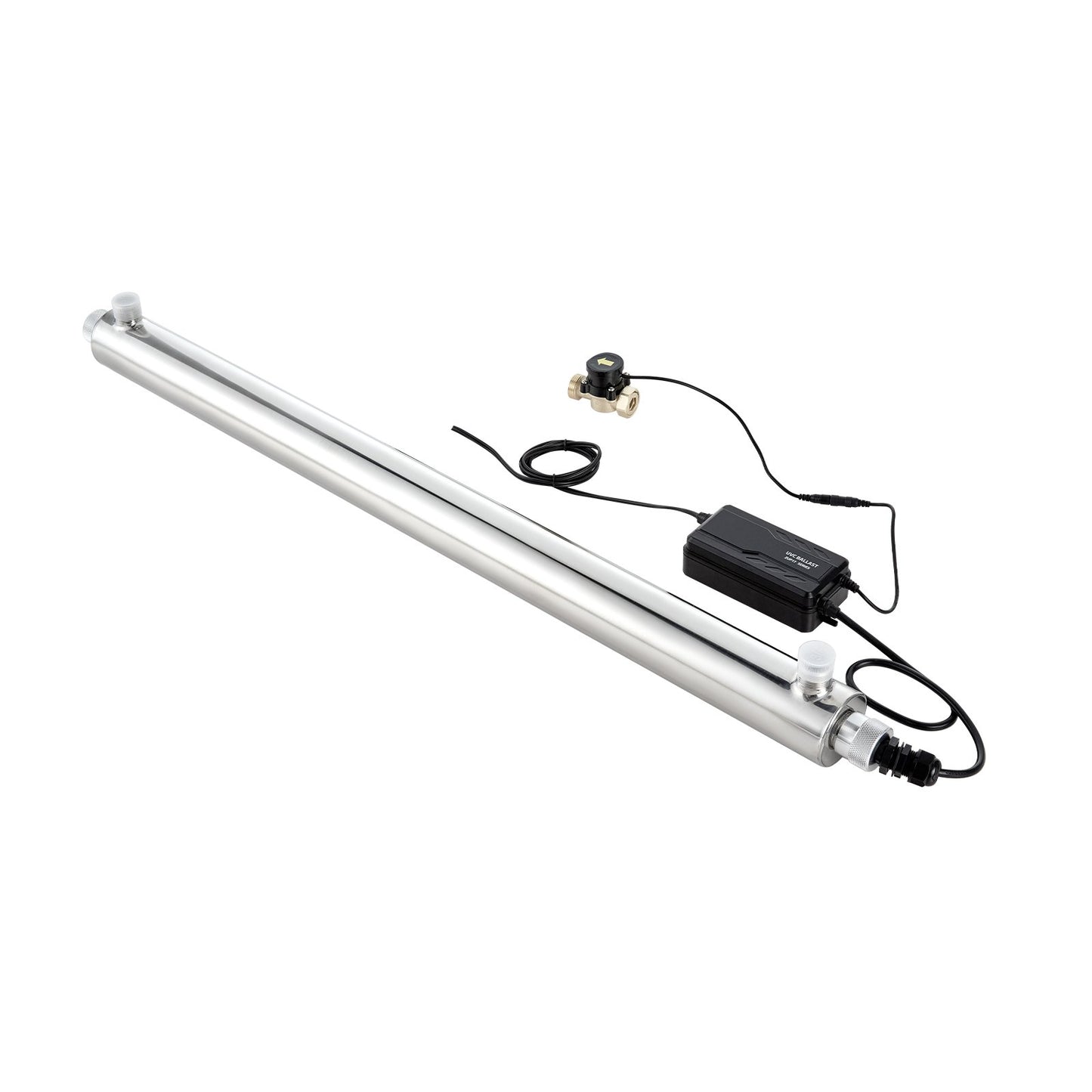 UV-Wasserreiniger, 55 W, 12 GPM, 220 V, vielseitiger UV-Wasserfilter mit Edelstahlgehäuse, UV-Wasserfilter für das ganze Haus mit Quarzrohr, geeignet für Dusche/Trinken/Reinigung