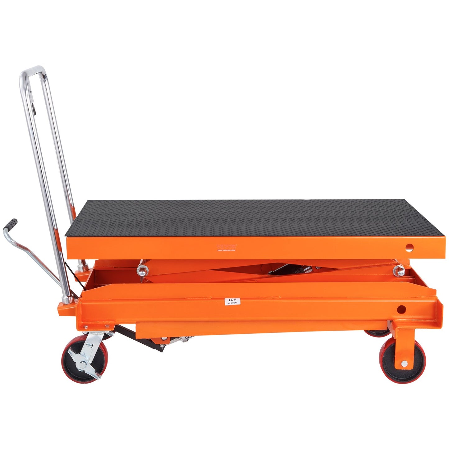 Hydraulic Lift Table Cart, 789.3 kg Capacity 149.9 cm Lifting Height, Manual Double Scissor Lift Table with 4 Wheels and Non-slip Pad, Hydraulic Scissor Cart for Material Handling and Transportation