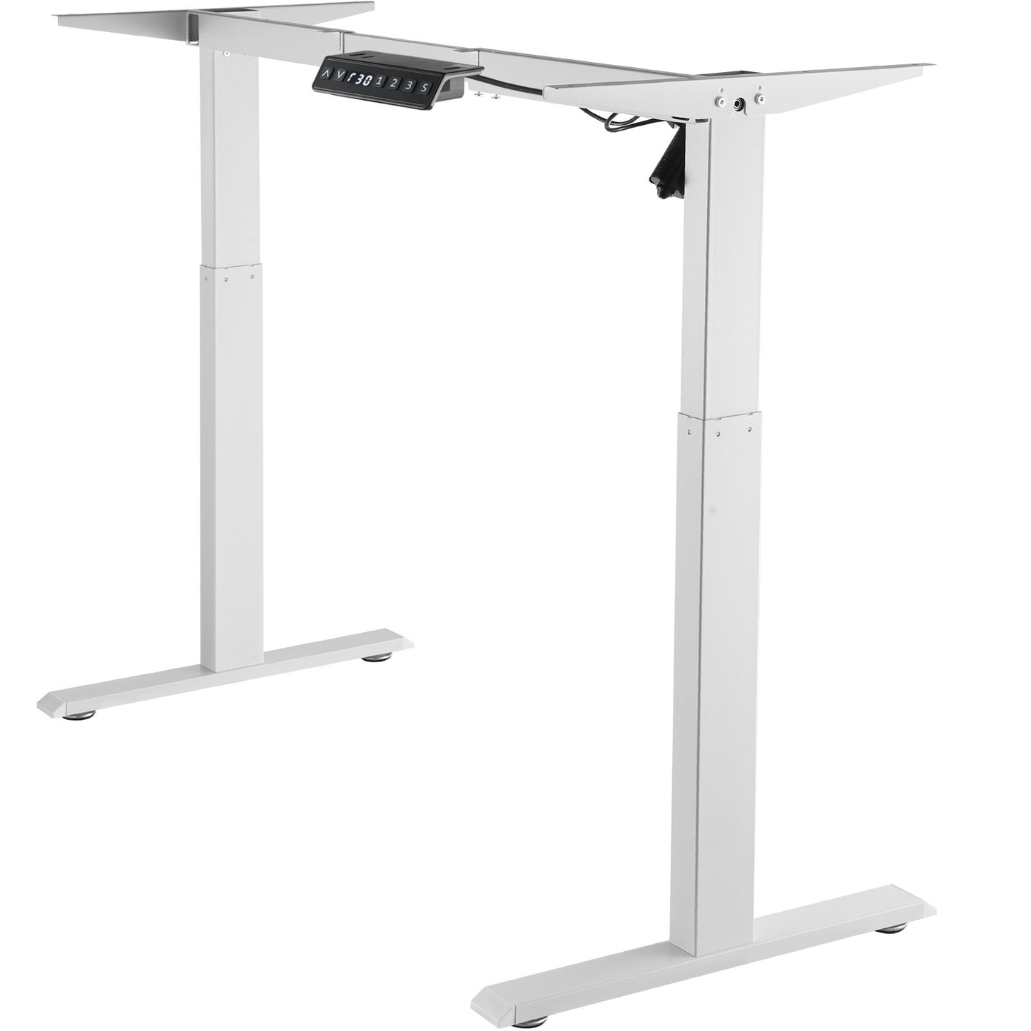 Stehschreibtischgestell, höhenverstellbar von 70-117 cm und längenverstellbar von 95-158 cm, elektrisch verstellbare Stehschreibtischbeine, ergonomische DIY-Arbeitsplatzbasis für Zuhause und Büro (nur weißes Gestell)