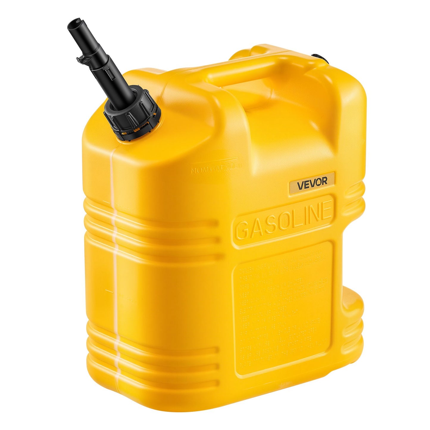 Kraftstoffkanister, 19 l, Benzintank mit Ausgießer und Skala, max. Durchflussrate 15 l/min, sicher und auslaufsicher, tragbarer flacher Flüssigkeitsbehälter für die meisten Autos, Motorräder, SUVs, ATVs und UTVs, gelb, 1 Stück