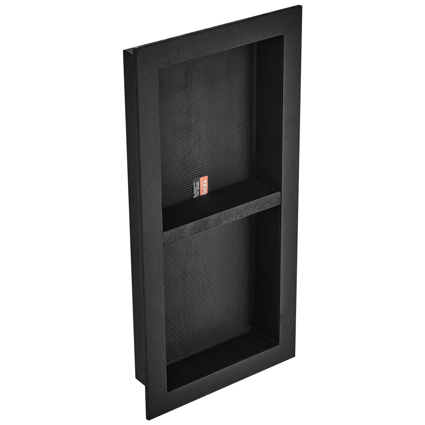 Shower Niche Ready for Tile 40.64 x 81.28 cm, Double Shelf Organizer, Square Corners Wall-inserted Niche Recessed, Sealed Protection Modern Soap Storage Niche for Shower Bathroom, Black