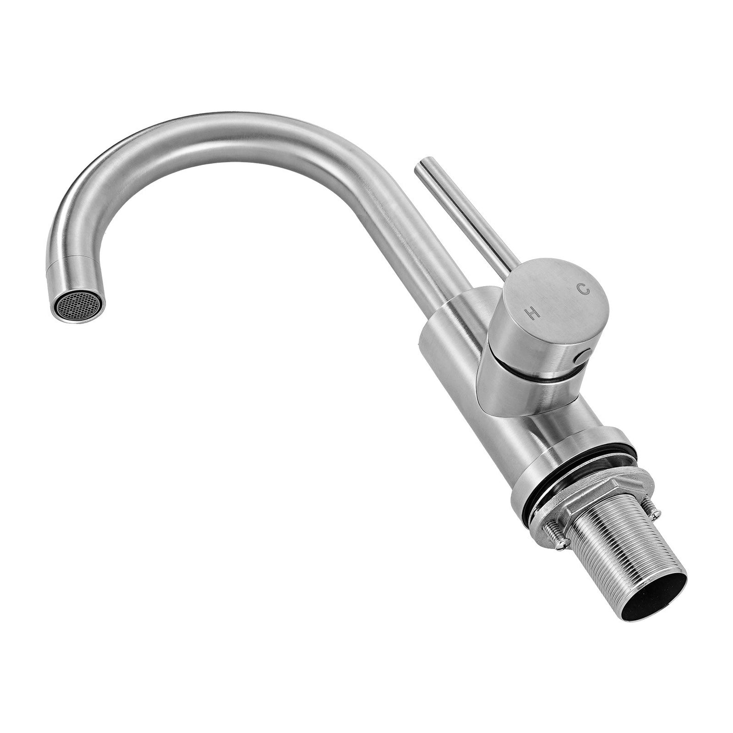 Single Handle Sink Faucet, Brushed Nickel Single Handle Bathroom Faucet, Kitchen Water Faucets with Anti-Splash Aerator, Suitable for Bathroom, RV, Bar Sink, Public Restroom, High Arc Spout