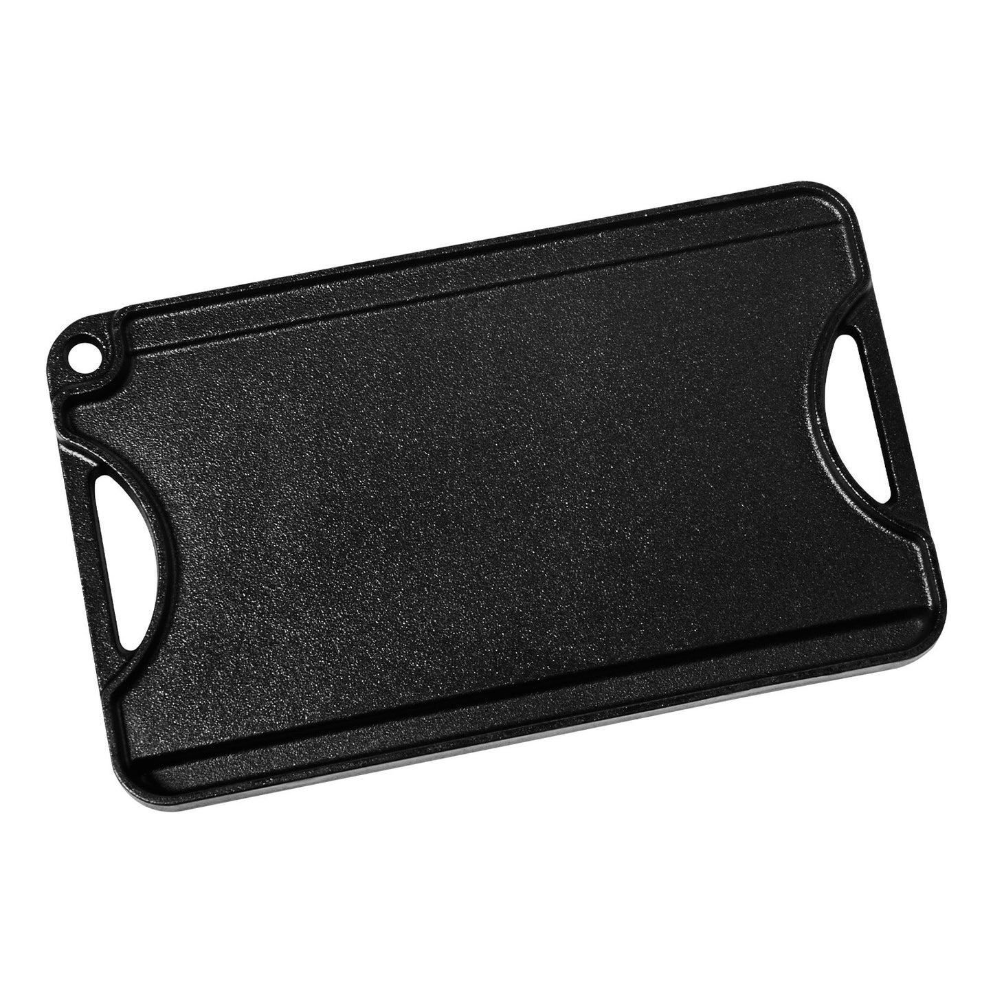 Wendbare Grillplatte aus vorgebranntem Gusseisen (35,5 x 21,5 cm), tragbare rechteckige Pfanne mit Griff, Familienkochgeschirr für Gasherde (drinnen/draußen), Campinggrill, Schwarz