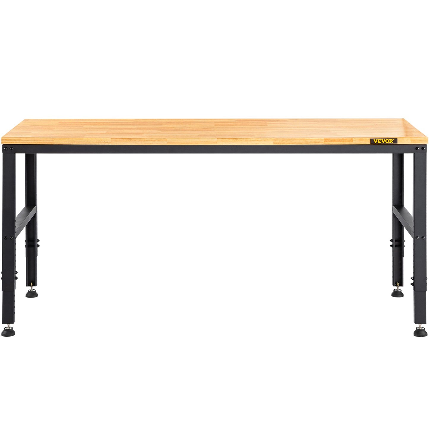 Workbench Adjustable Height, 135cm W X 46cm D X 97cm H Garage Table w/ 72 – 97 cm Heights & 900KG Load Capacity, with Power Outlets & Hardwood Top & Metal Frame & Foot Pads, for Office Home