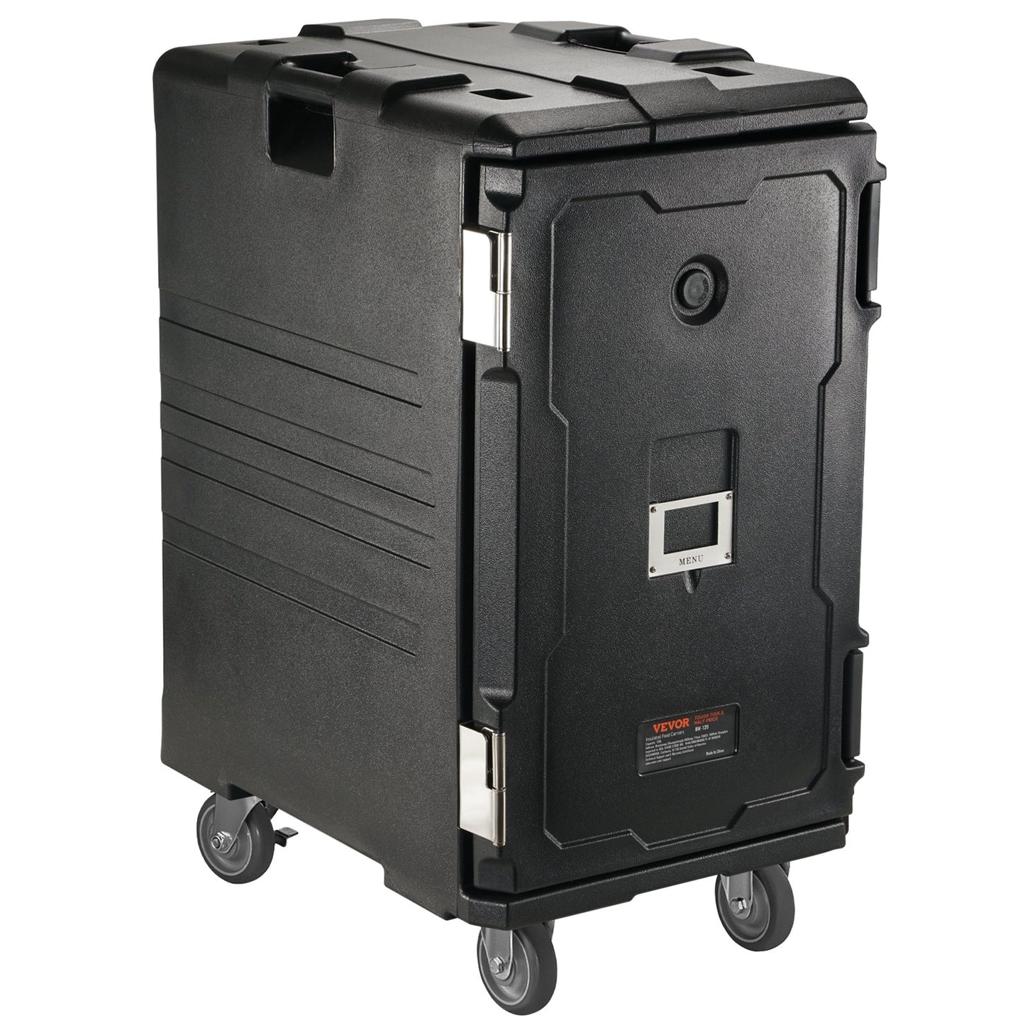 Insulated Food Pan Carrier, 120 L Hot Box for Catering, LLDPE Food Box Carrier with Double Buckles, Front Loading Food Warmer with Handles, End Loader with Wheels for Restaurant, Canteen, etc.