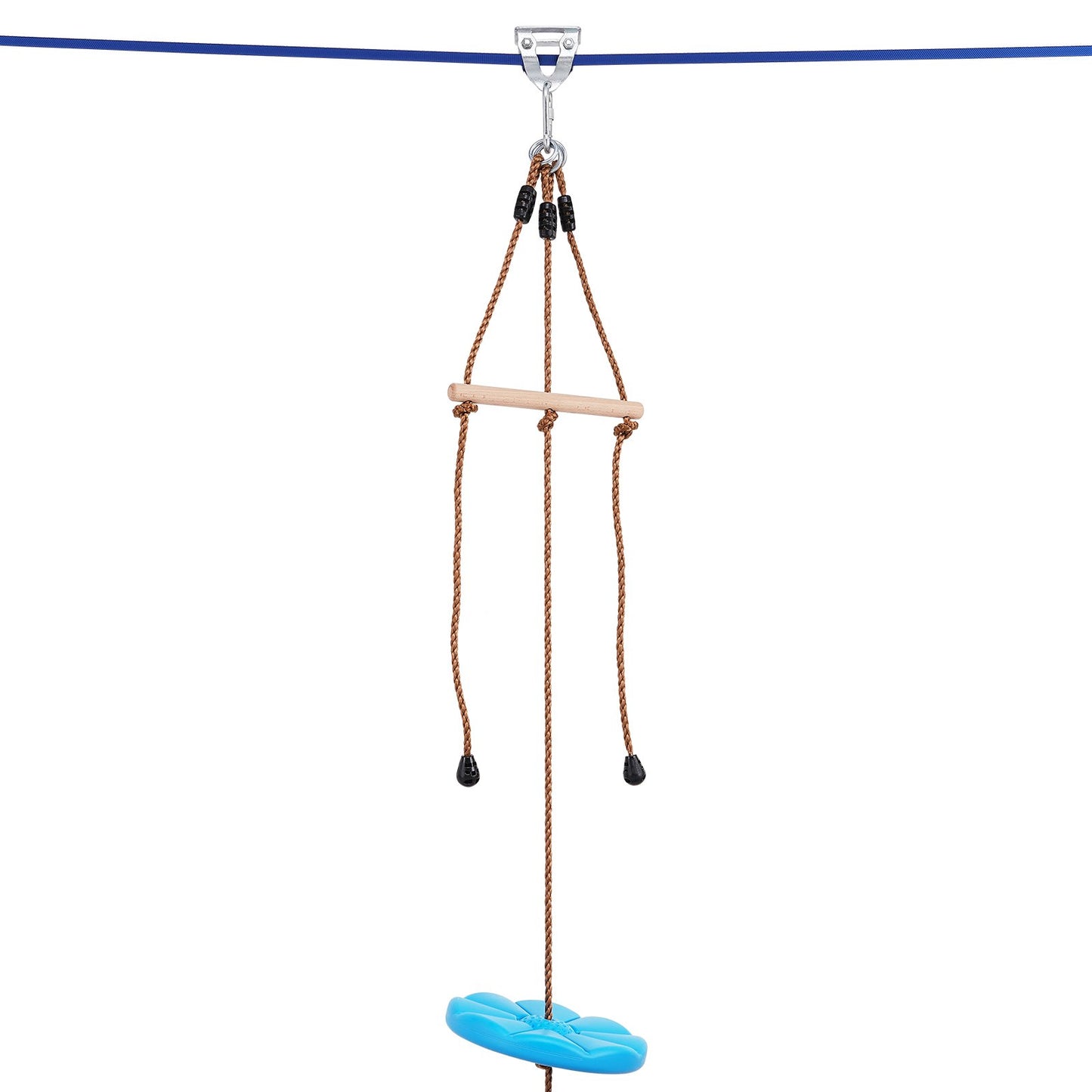 Zipline Kit for Kids and Adult, 52 ft Zip Line Kits Up to 500 lb, Backyard Outdoor Quick Setup Zipline, Playground Entertainment with Zipline, Nylon Safety Harness, Seat, and Handlebar