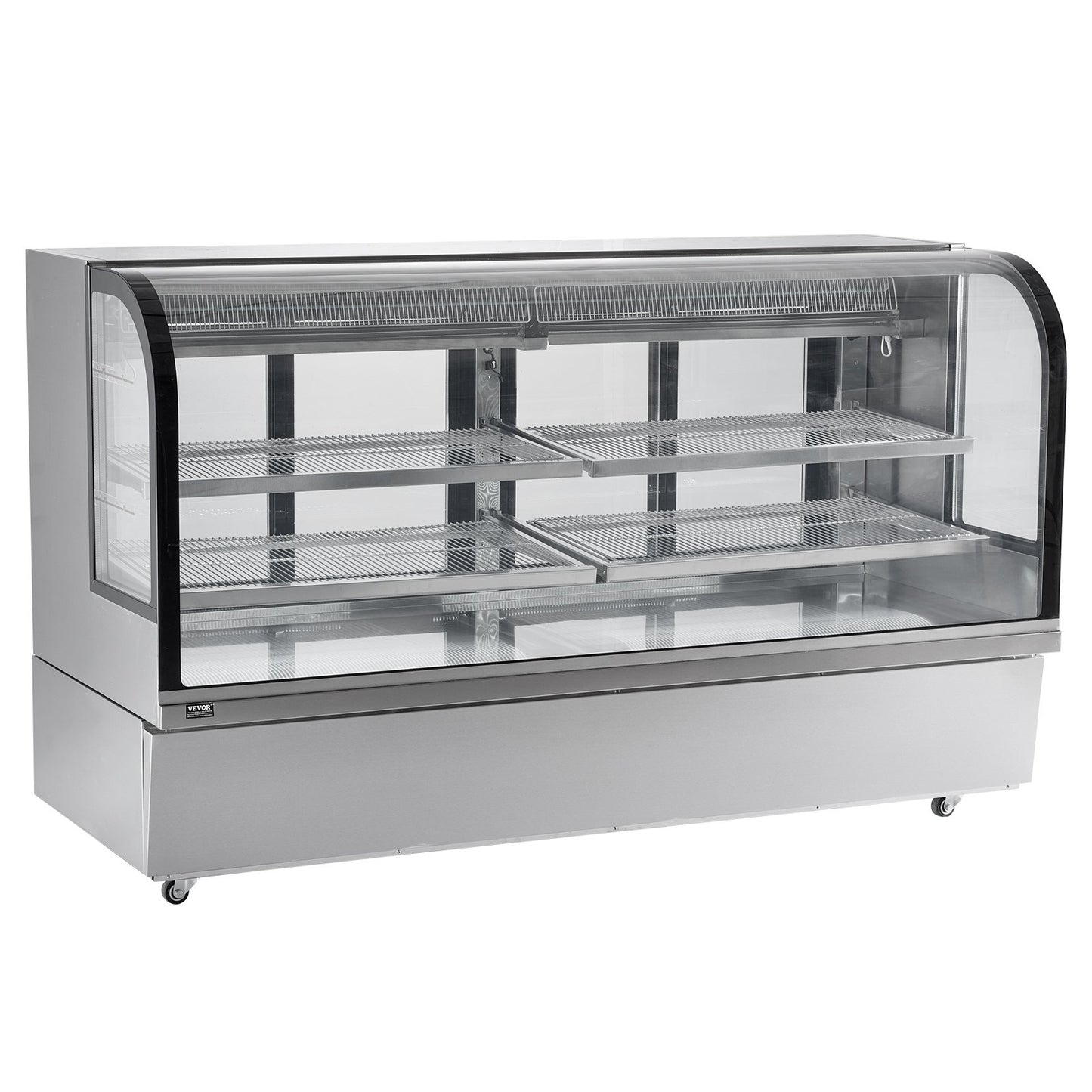 Refrigerated Display Case, 32 Cu.Ft./901L Large Pastry Display Case, 4-Tier Commercial Display Refrigerator with LED Lighting, Downdraft Cooling, Movable with Casters, for Bakery