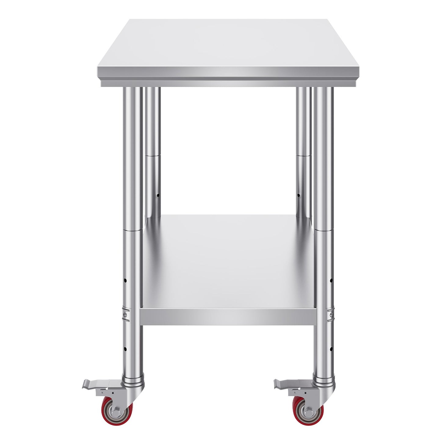 Stainless Steel Catering Work Table 36x24 Inch Commercial Work Table with 4 Wheels Commercial Food Prep Workbench with Flexible Adjustment Shelf for Kitchen Prep Table
