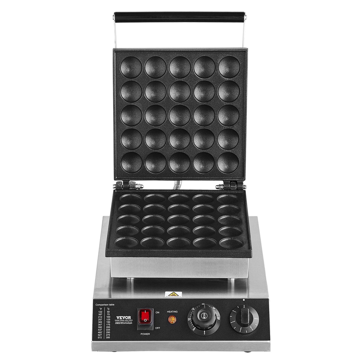 Mini-Pfannkuchenmaschine (25 Stück, 43 mm Durchmesser), Dorayaki-Backmaschine, 1700 W elektrischer Poffertjes-Grill für den gewerblichen Einsatz, antihaftbeschichteter Edelstahl, Temperatur- und Zeitregelung, für Küche und Restaurant