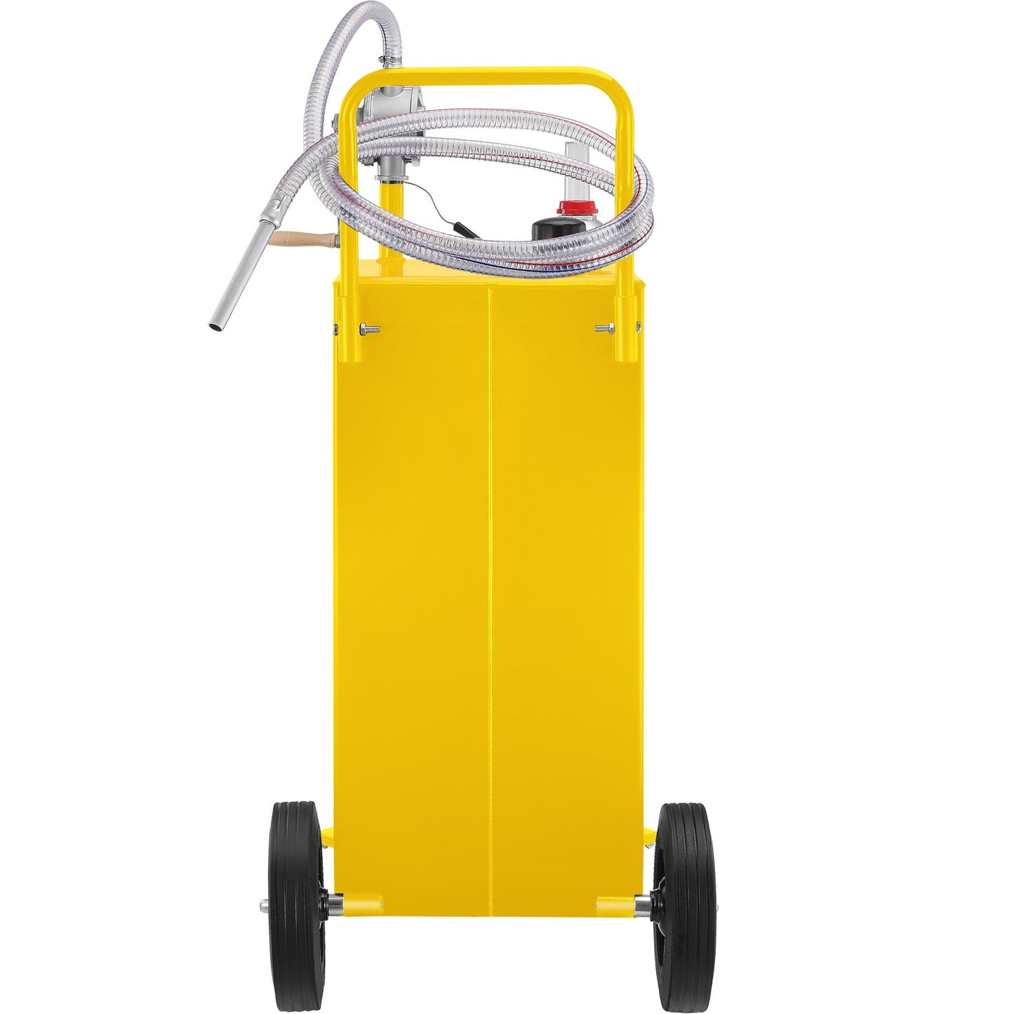 30 Gallon Fuel Caddy, Gas Storage Tank & 4 Wheels, with Manuel Transfer Pump, Gasoline Diesel Fuel Container for Cars, Lawn Mowers, ATVs, Boats, More, Yellow