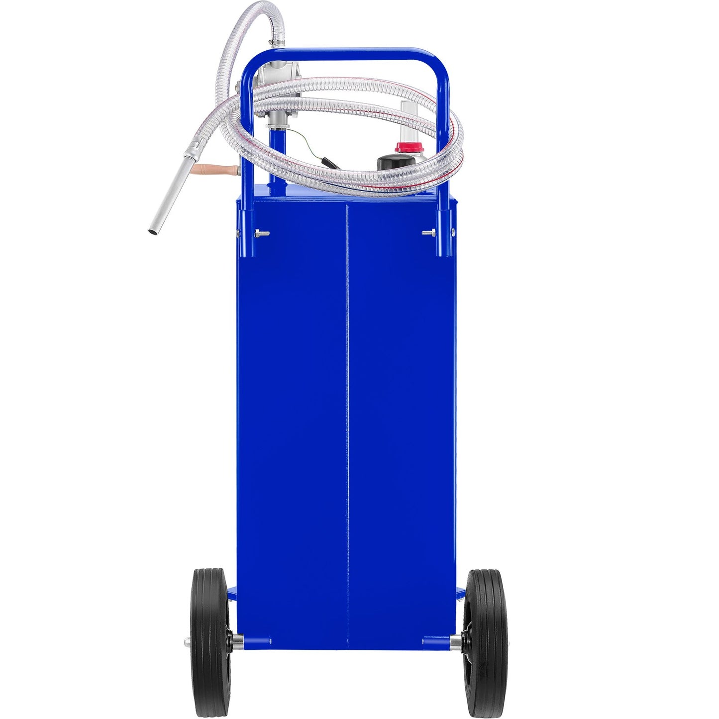 30 Gallon Fuel Caddy, Gas Storage Tank & 4 Wheels, with Manuel Transfer Pump, Gasoline Diesel Fuel Container for Cars, Lawn Mowers, ATVs, Boats, More, Blue