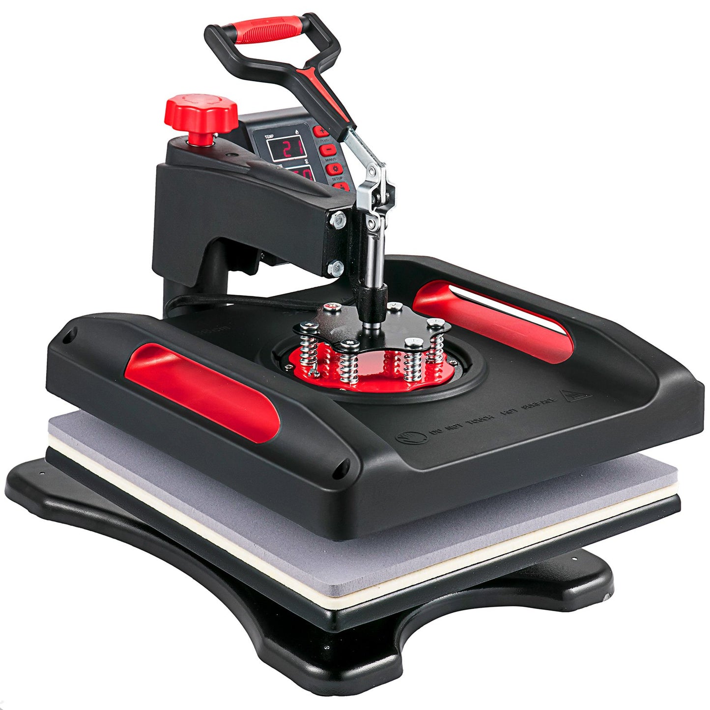 Transferpresse 38,1 x 38,1 cm, 360° drehbar, schwenkbar, rot, 5-in-1-Transferpresse für T-Shirt-Druck, 1000-W-Transferpresse, Sublimationsmaschine mit Doppelrohrheizung für DIY-Teller, Kappen, Tassen