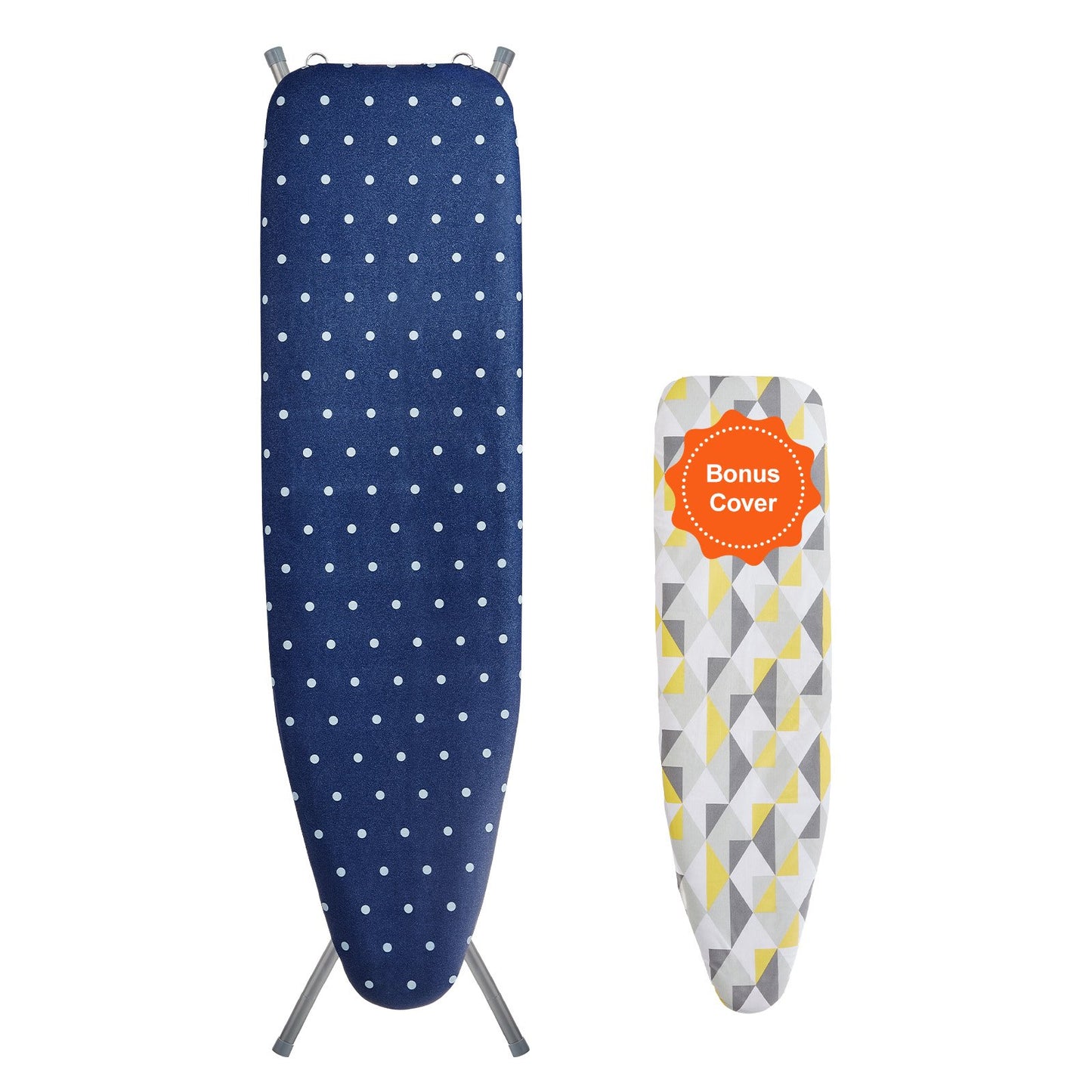 Bügelbrett mit Ablagefach unten, verdicktes 4-lagiges Bügelbrett mit hitzebeständigem Bezug und Bezug aus 100 % Baumwolle, 10-fach höhenverstellbares Bügelbrett für den Einsatz im Waschraum (Größe 55 x 15)