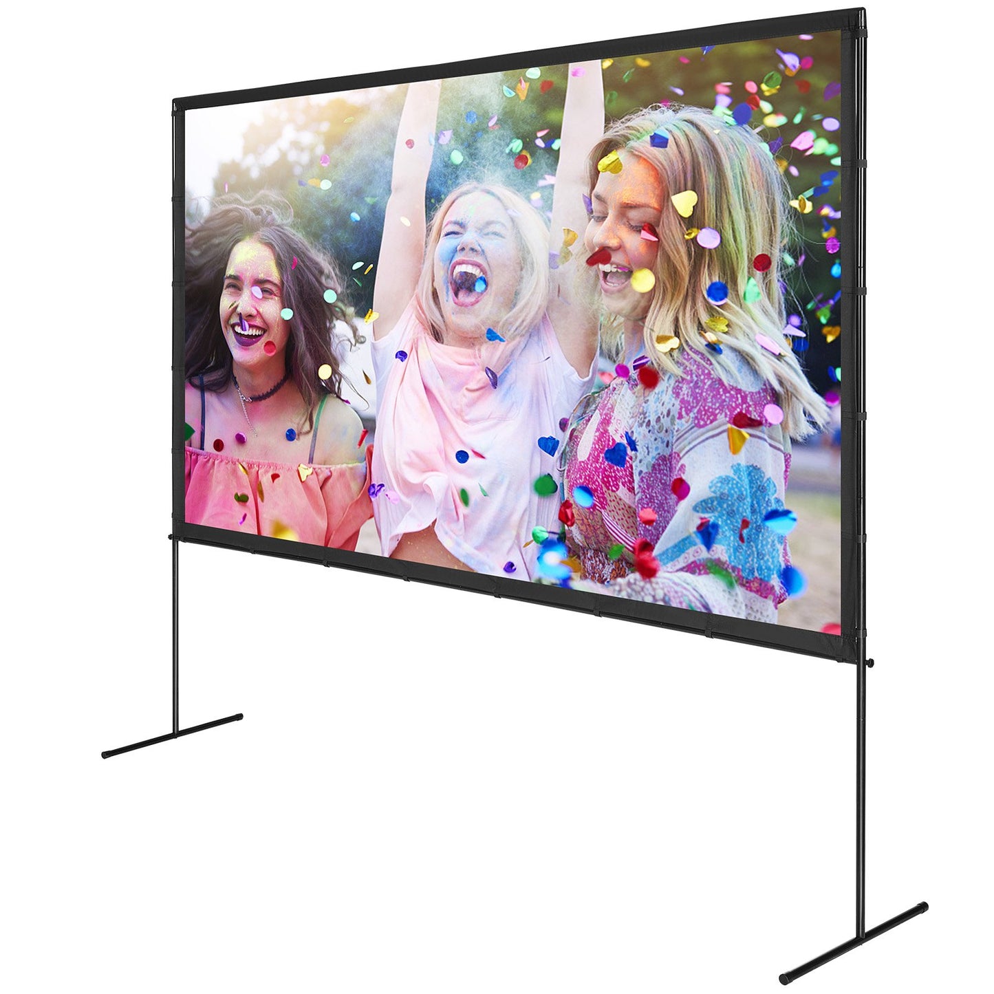 120 Zoll (305 cm) große, 16:9 4K 1080 HD-Leinwand mit Stativ, knitterfrei, mit Standfüßen und Tragetasche – ideal für Heimkino und Filmabende im Garten.