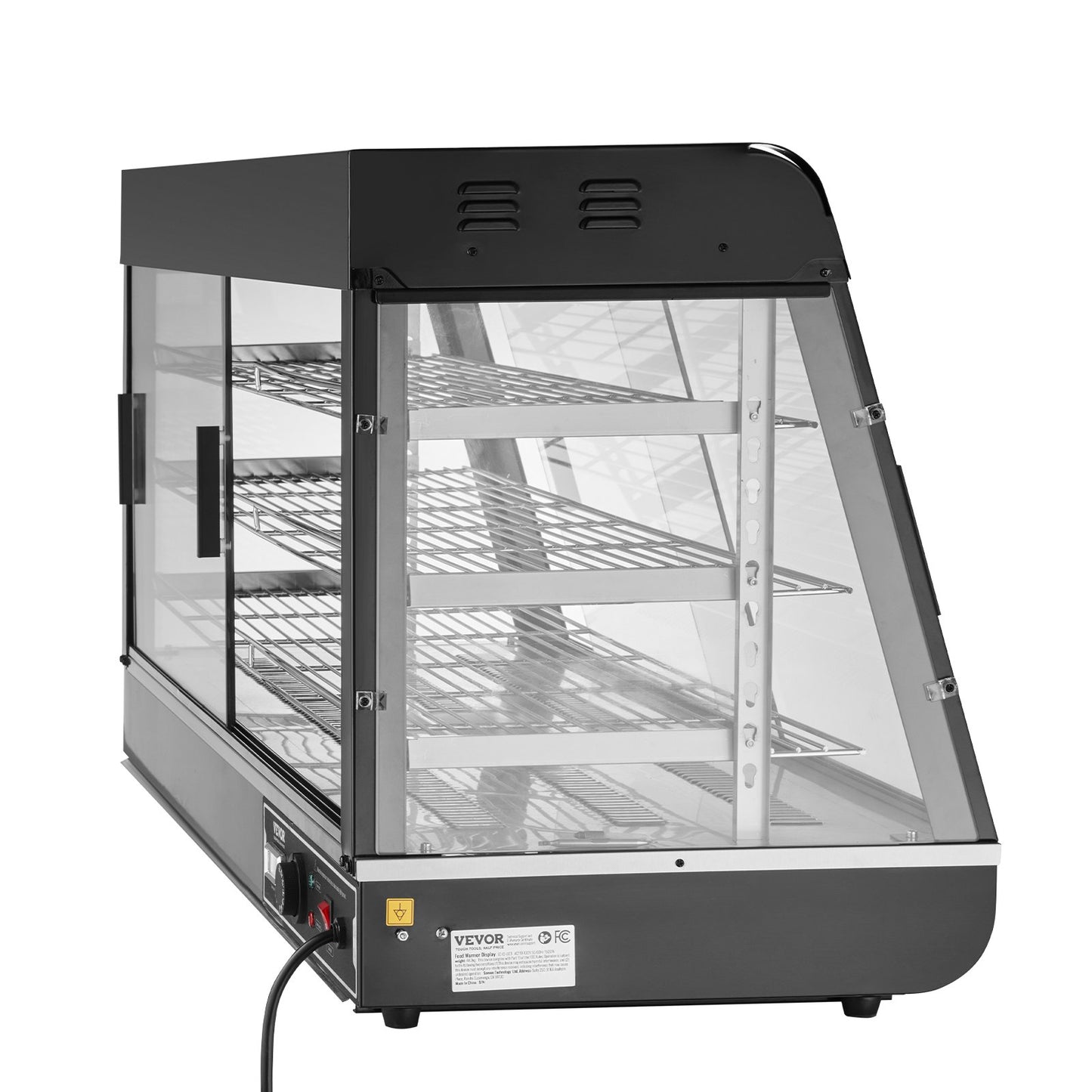 3-Tier Commercial Food Warmer Display, 1500W Food Display Warmer with Light, Adjustable Shelf and Temperature Display, 30℃~85℃ Steam Heating, 180L for Hamburger, Pizza, Bread, Fried Chicken