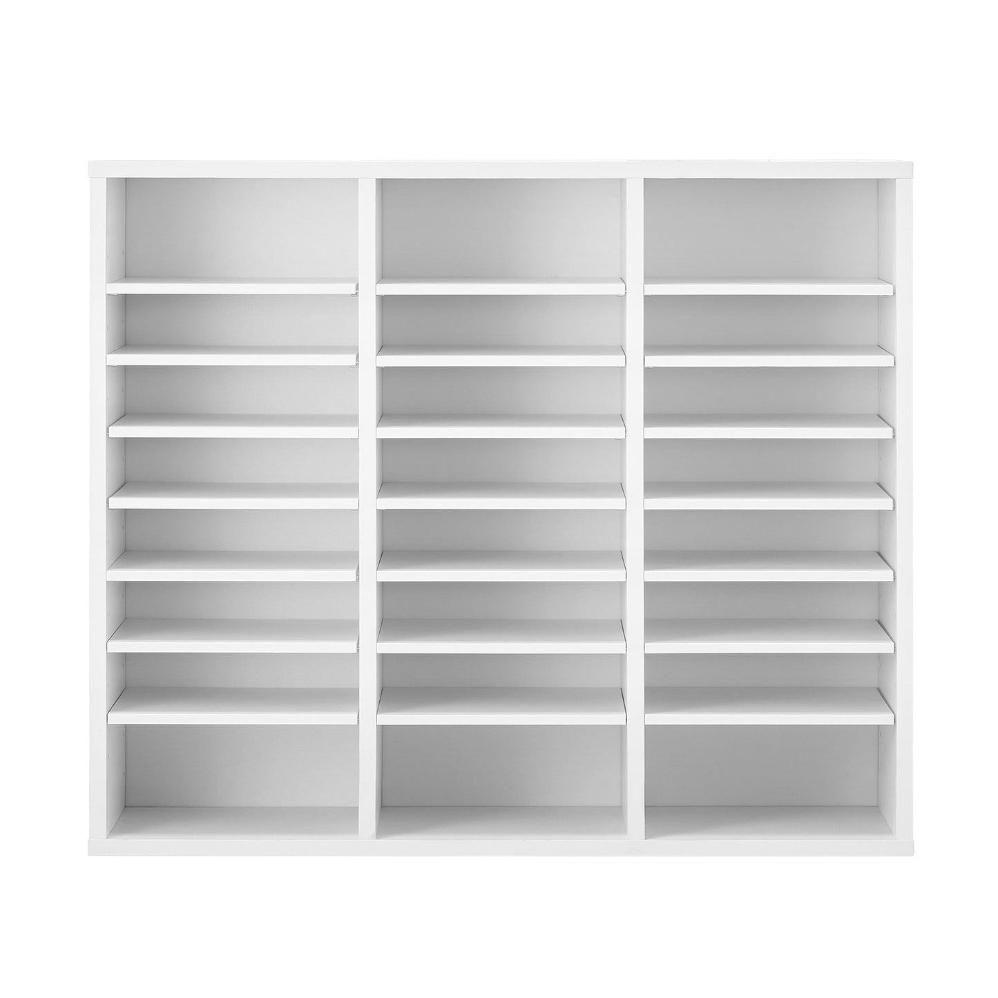 Literature Organizer, 24 Compartments Office Mailbox with Adjustable Shelves, Wooden Mailbox Sorter Medium Density Fiberboard Office Home Classroom Storage for Files, Documents, Papers, White