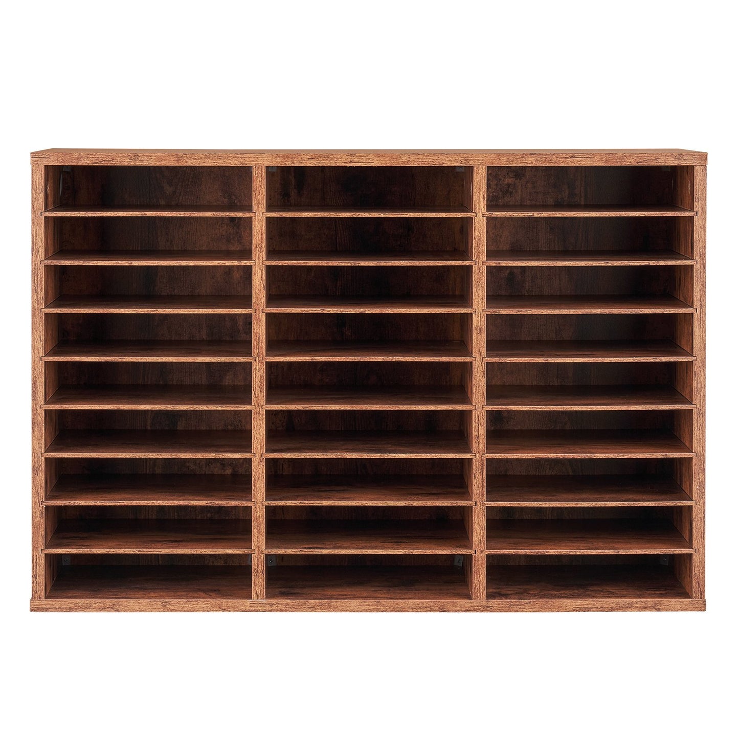 Literature Organizer, 27 Compartments Office Mailbox with Removable Shelves, Wood Mailbox Sorter Particle Board Office Home Classroom Storage, File Sorter for File, Document, Paper, Dark Brown