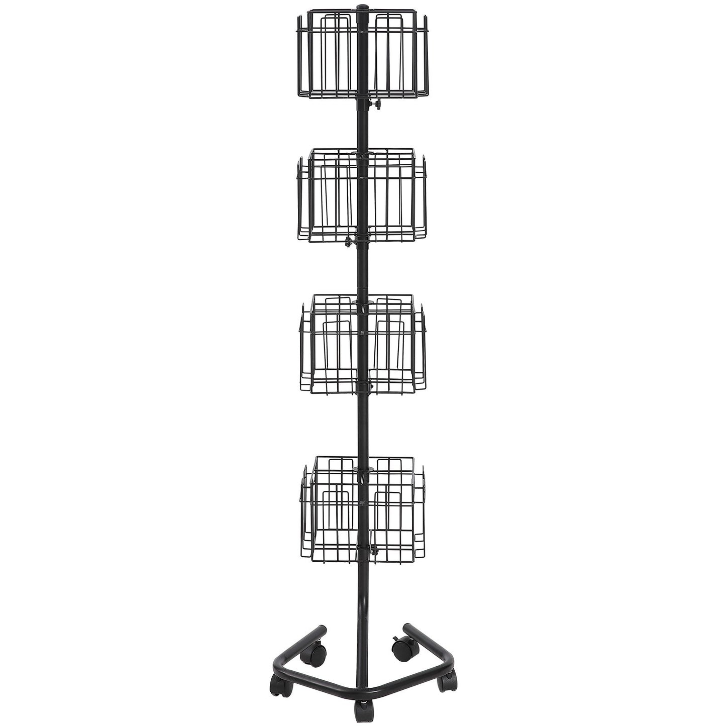 Prospektständer, 4-stöckig, 32 Fächer, drehbarer Zeitschriften- und Prospektständer, Postkartenständer, 360° drehbarer Grußkartenständer mit 5 Rollen (2 feststellbar) für Ladenausstellungen und Büros