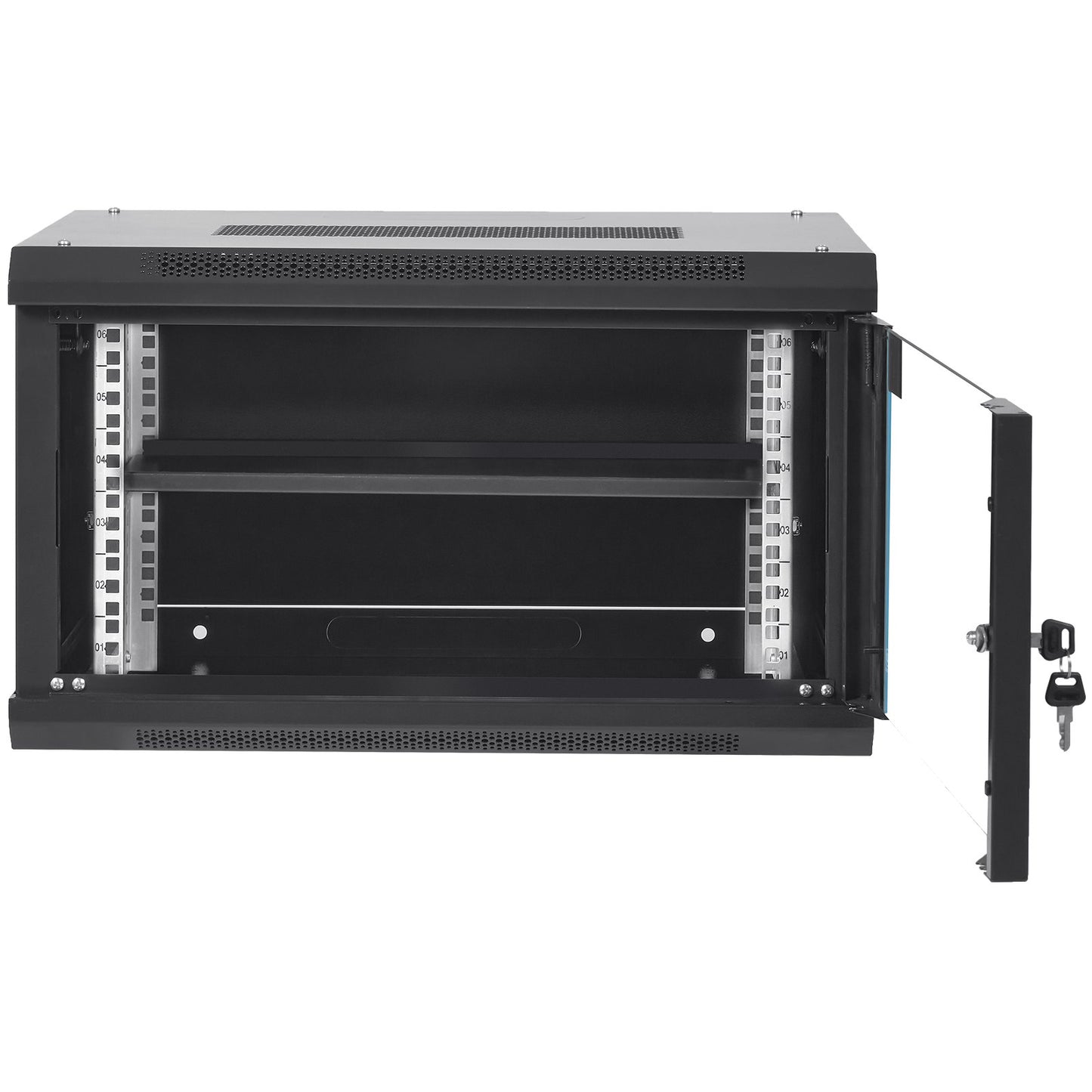 6U Wall Mount Network Server Cabinet, 39.4 cm Deep, Server Rack Cabinet Enclosure, 90.7 kg Max. Ground-mounted Load Capacity, with Locking Glass Door Side Panels, for IT Equipment, A/V Devices