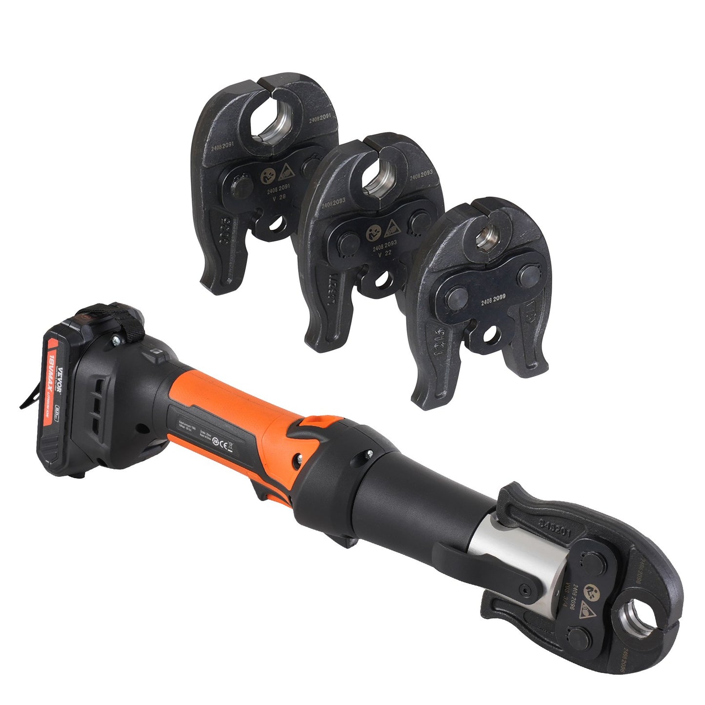 Press Tool and Battery Kit, Pro Press Tool, Electric Pipe Crimping Tool with V15, V22, V28 Jaws, Press Tool Kit with 2pcs 18V 2.0Ah Battery, Fast Charger, and Carrying Case