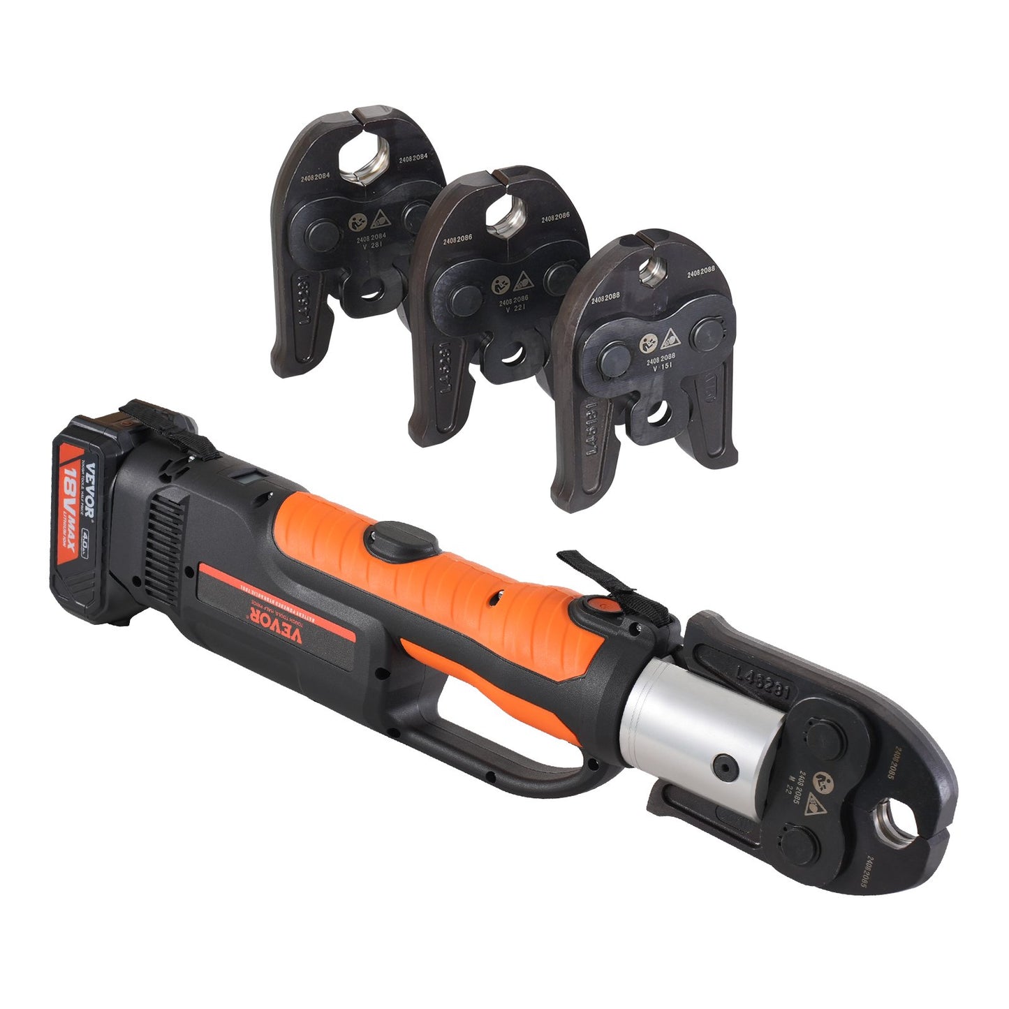 Press Tool and Battery Kit, Pro Press Tool, Electric Pipe Crimping Tool with V15, V22, V28 Jaws, Press Tool Kit with 2pcs 18V 4.0Ah Battery, Fast Charger, and Carrying Case