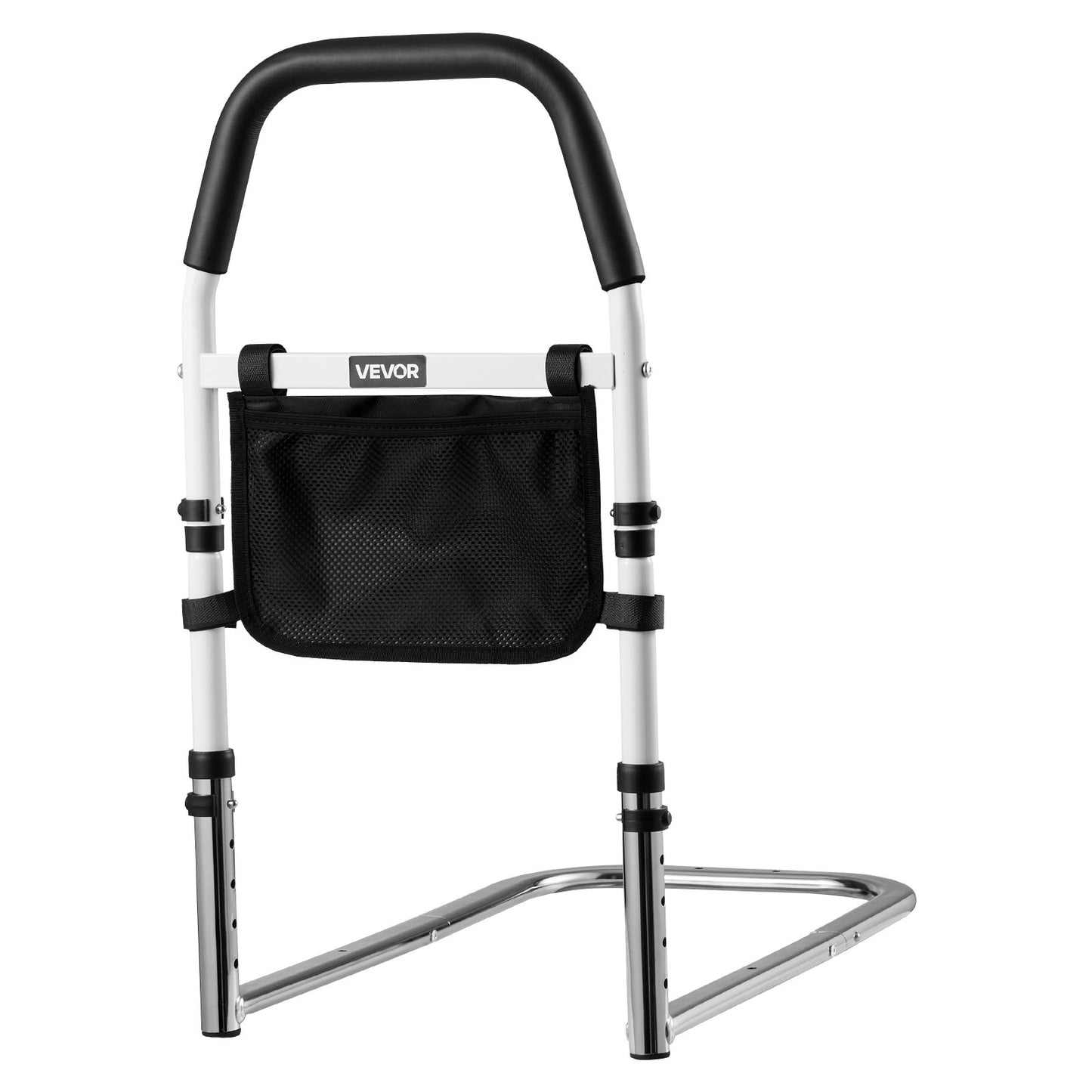 Bed Rail for Elderly, Bedside Assist Rails with PU Handrail, Adjustable Height Pipe Bedside Cane, High-Strength Carbon Steel Bed Bars for Seniors & Patients, Fits King, Queen, Full, Twin