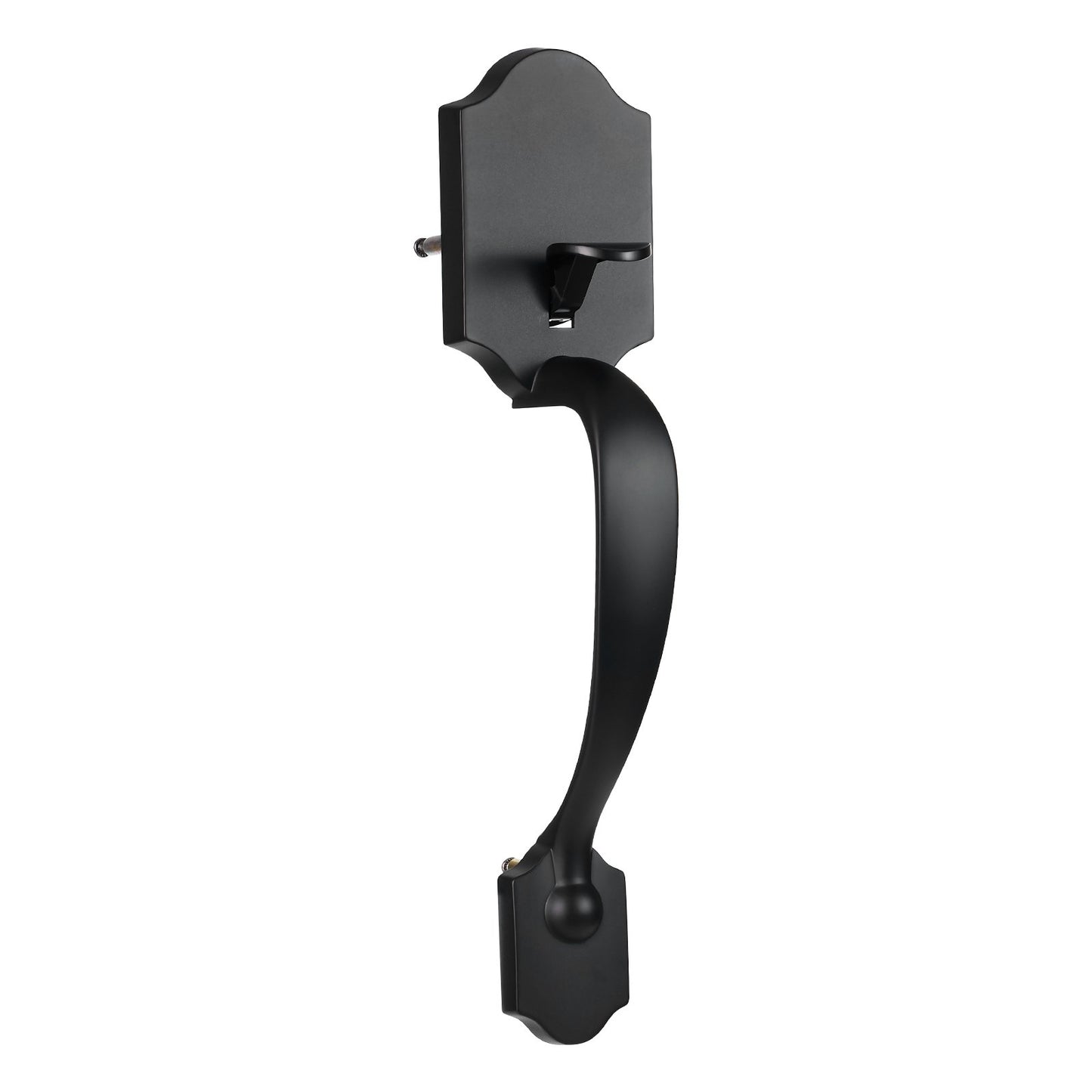 Front Door Handle and Deadbolt Set, Matte Black Front Door Lock Set with Interior Knob, Adjustable Hole Spacing Single Cylinder Handleset, for Right and Left Handed Entrance and Front Door