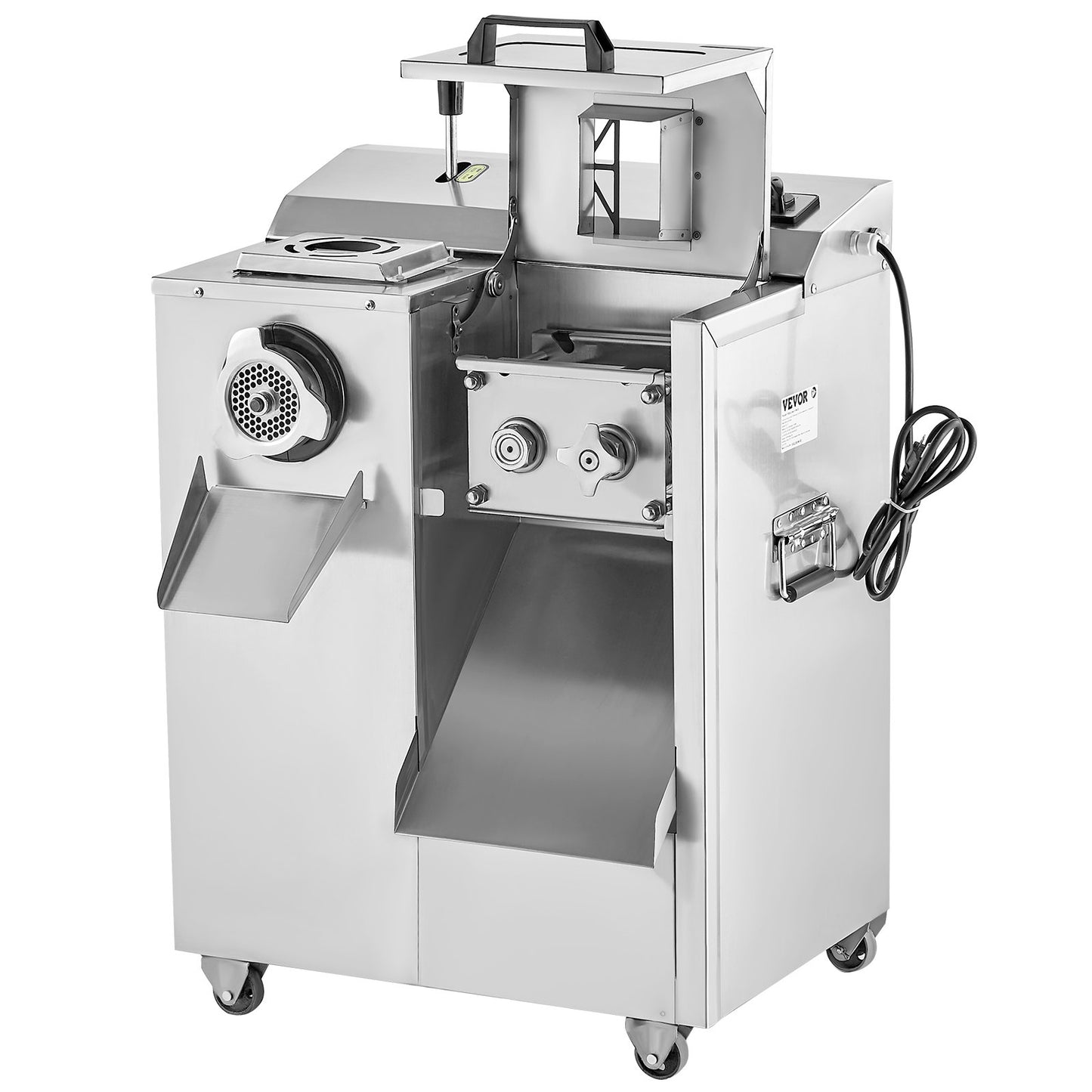 Fleischwolf, elektrischer Fleischwolf (6,3 kg/min), Schneidemaschine, Wurstfüller mit Messer, Lochscheibe, Wurstmaschine, Edelstahl-Fleischwolfschrank zum Schneiden, Zerkleinern und Würfeln, für die Gastronomie