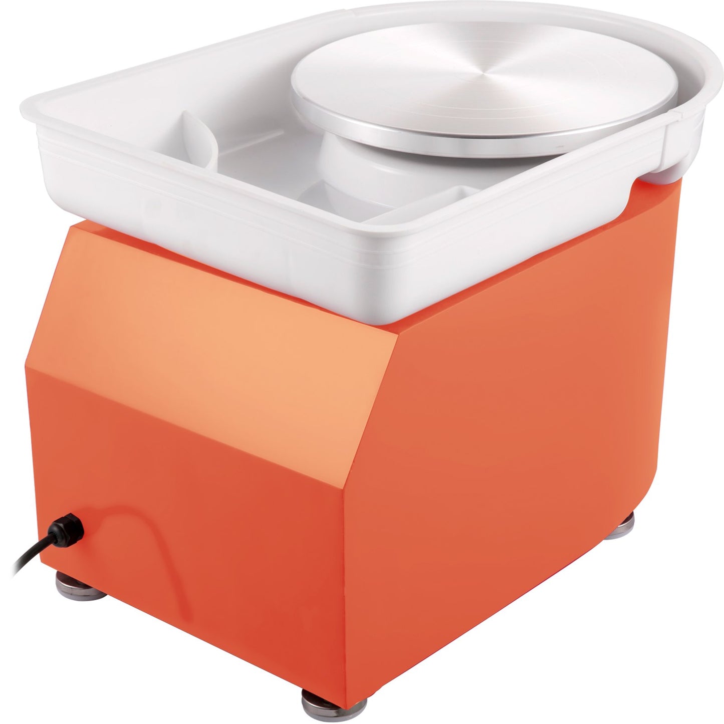 Töpferscheibe 27,9 cm, 0–300 U/min, Keramikscheibe, 350 W, Formmaschine mit einstellbarer Drehzahl, inklusive Modellierwerkzeugen und Schürze, abnehmbarem Becken, Fußpedalsteuerung für Kunsthandwerk und Heimwerkerprojekte, Orange