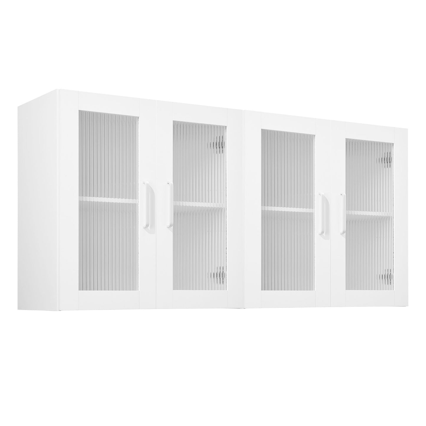 Laundry Room Wall Cabinet, 2-Tier Wall Mounted Cabinet with 4 Doors, Cupboard Organizer with Adjustable Shelf, for Kitchen, Garage, Laundry, Set of 2, Each 12 x 24 x 24 in (D x W x H), White