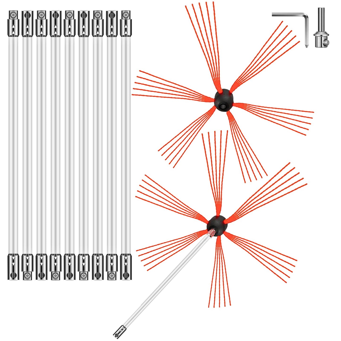 Schornsteinfeger-Set, Schornsteinreinigungsset 1005,8 cm Rußtau-Schornsteinreinigungsset