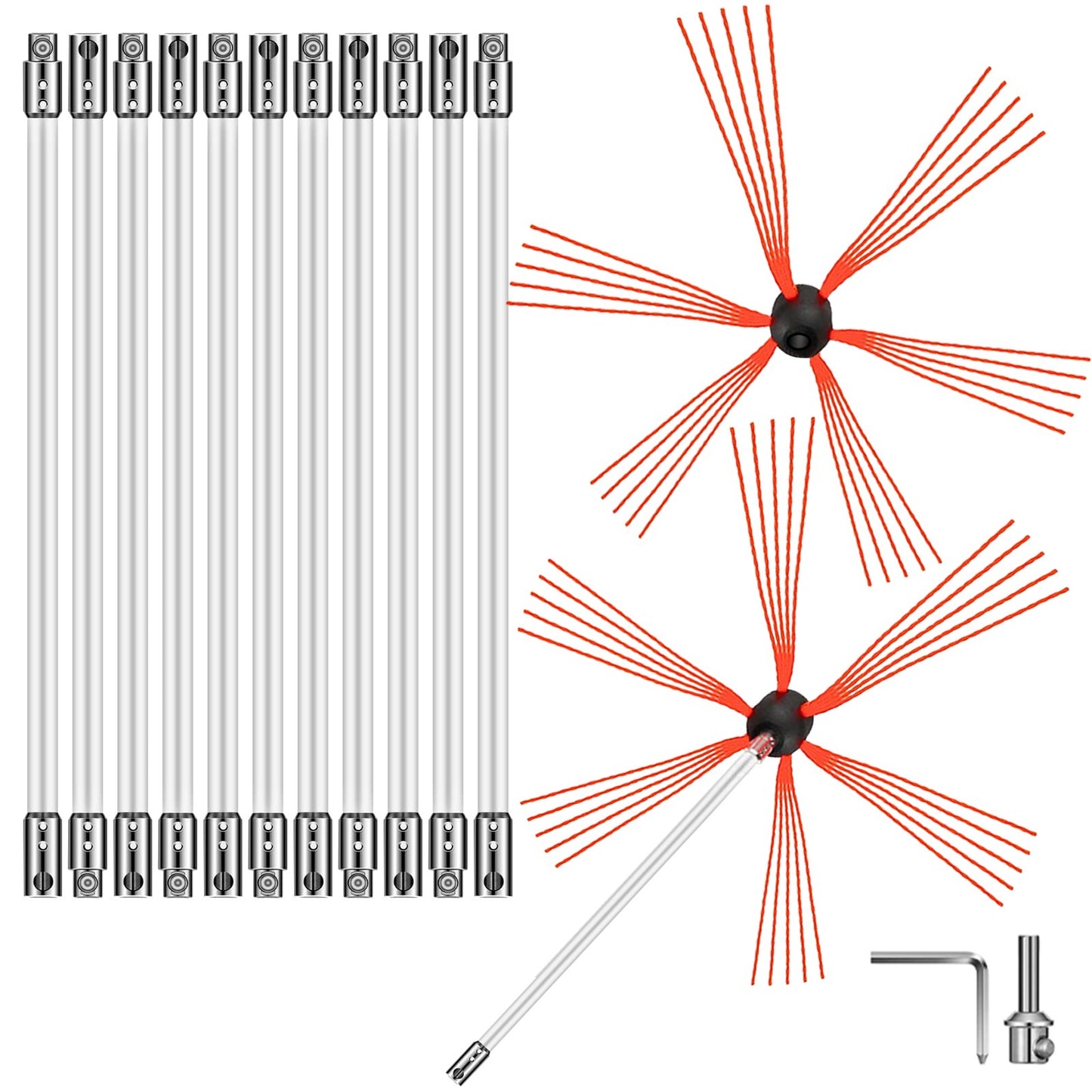 Schornsteinfeger-Set, Schornsteinreinigungsset 1188,7 cm Rußtau-Schornsteinreinigungsset