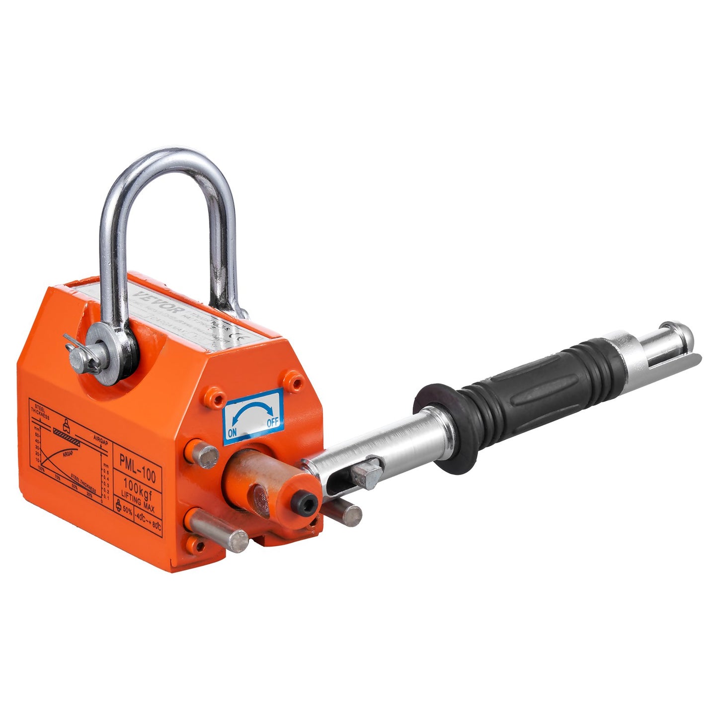 Magnetic Lifter, 220 lbs/100 kg Pulling Capacity, 2.5 Safety Factor, Neodymium & Steel, Lifting Magnet with Release, Permanent Lift Magnets, Heavy Duty Magnet for Hoist, Shop Crane, Block, Board