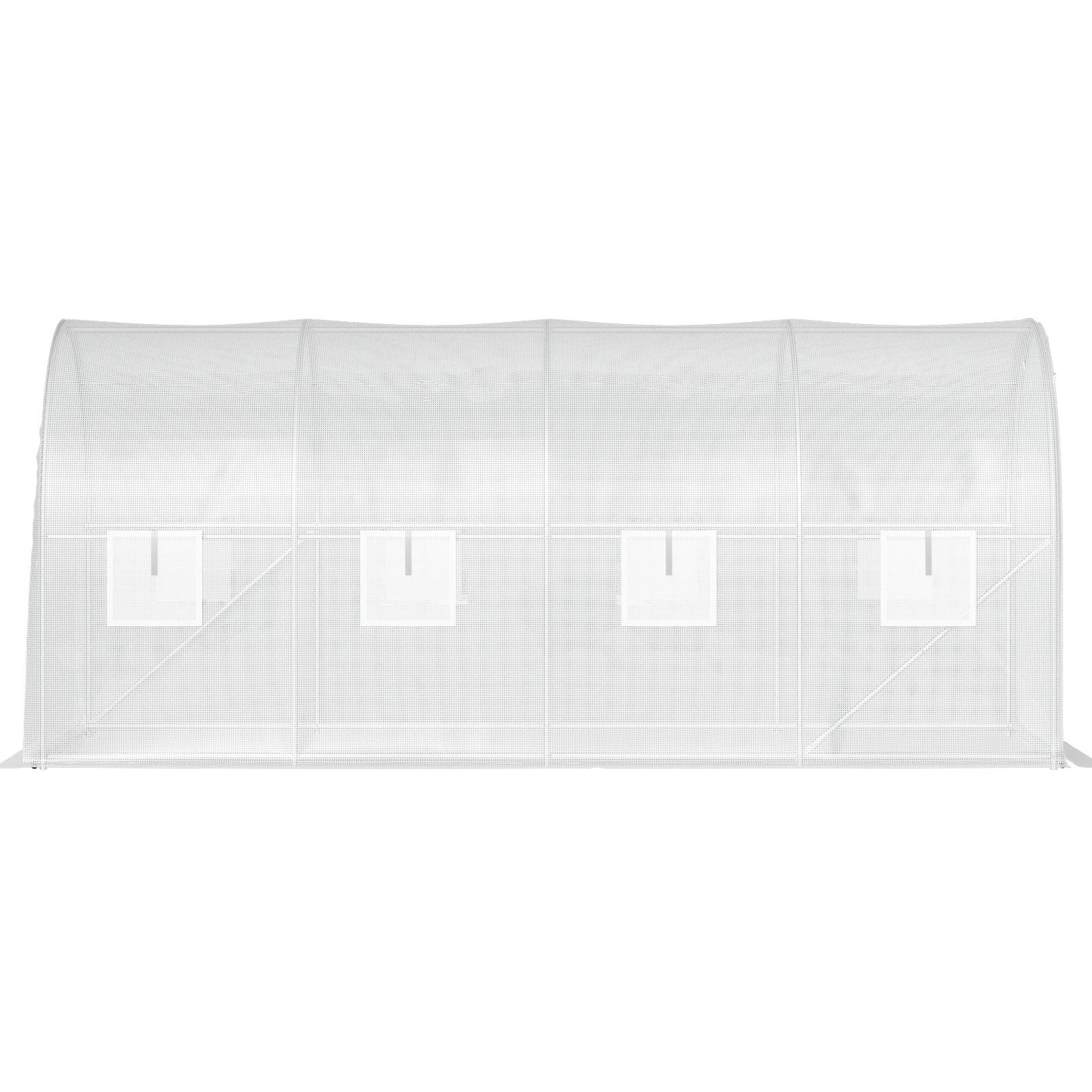 Begehbares Tunnelgewächshaus, 457,2 x 198,12 x 213,4 cm, tragbares Pflanzengewächshaus mit verzinkten Stahlbögen, 1 oberem Querträger, 2 Diagonalstreben, 2 Reißverschlusstüren und 8 aufrollbaren Fenstern, weiß