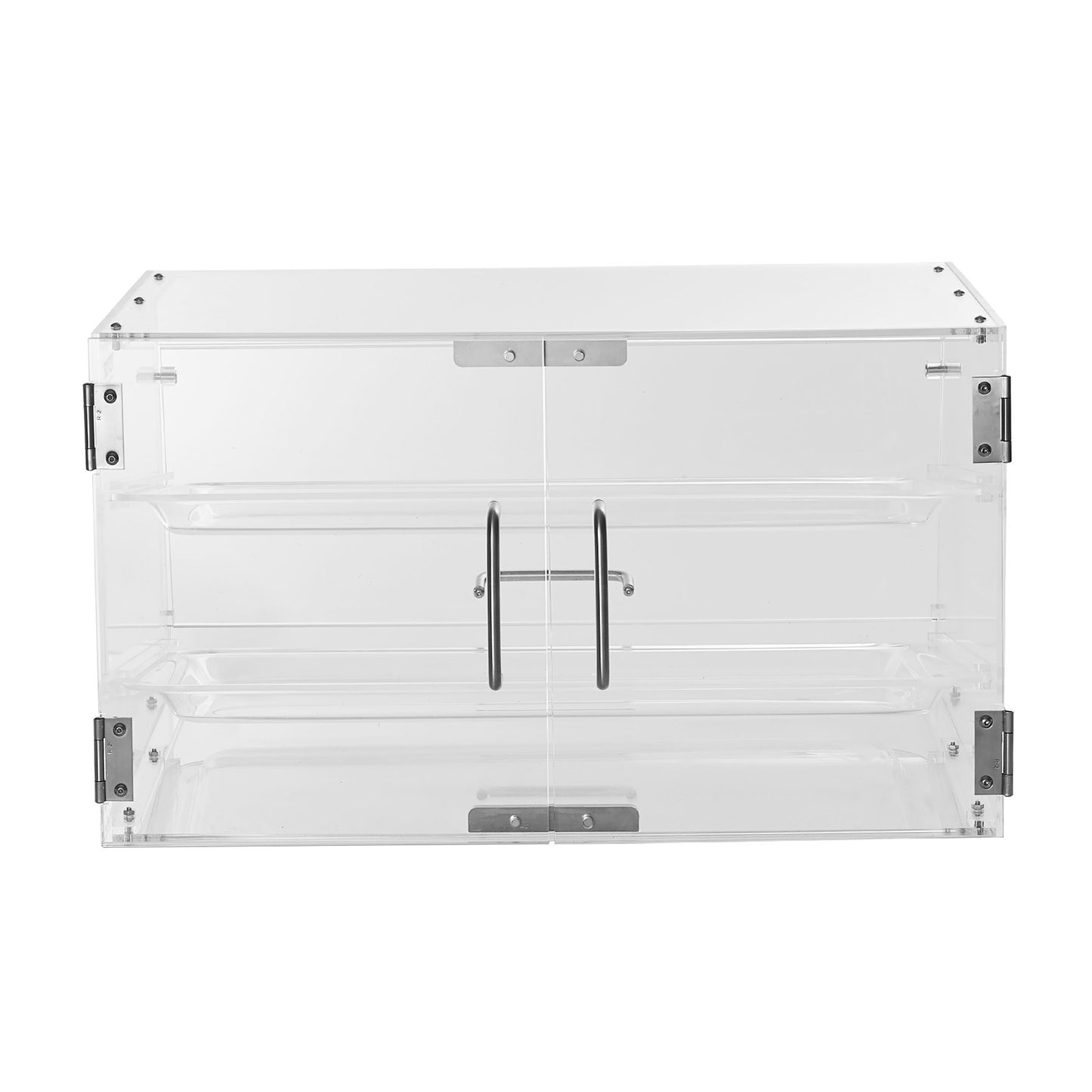 Gebäckvitrine, 2-stöckige, gewerbliche Thekenvitrine für Bäckereien, Acrylvitrine mit rückseitiger Tür und herausnehmbaren Regalböden, hält Donuts, Bagels, Kuchen und Kekse frisch, 52,6 x 33,5 x 30,2 cm